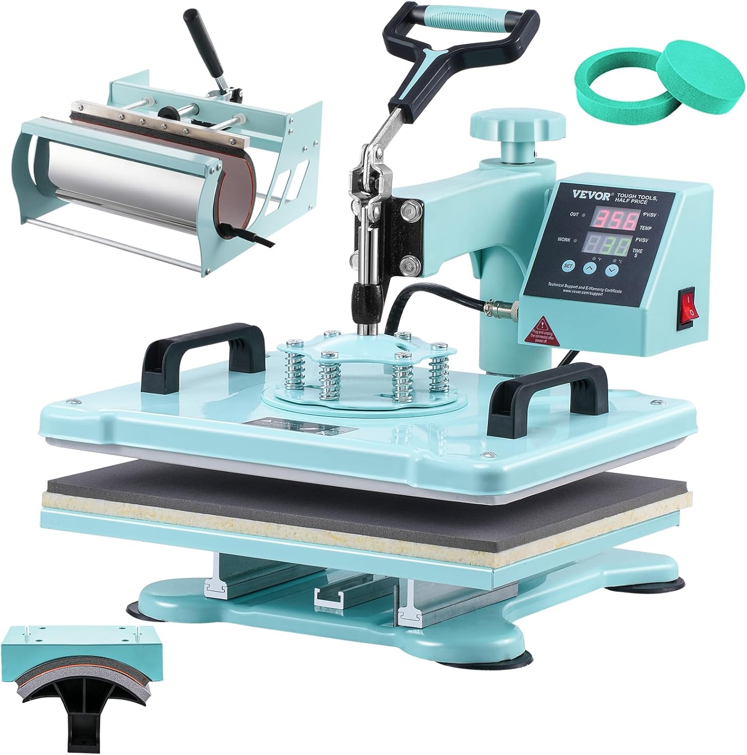 VEVOR Macchina per Trasferimento Termico 5 in 1, Verde