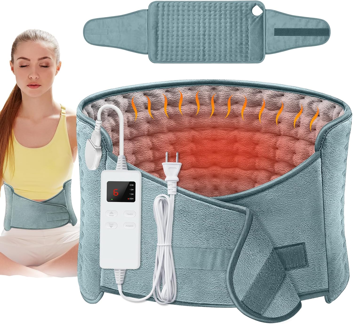 Termoforo Elettrico Lombare 126x30cm, Grigio - immagine 1