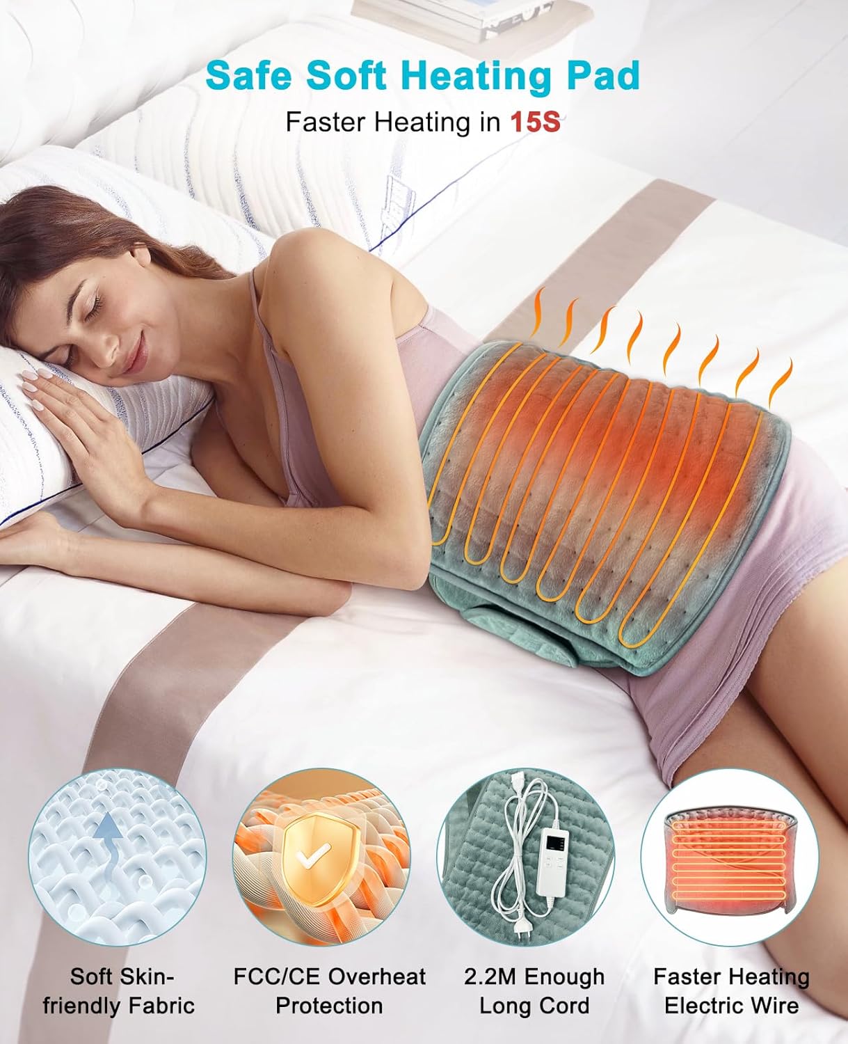 Termoforo Elettrico Lombare 126x30cm, Grigio - immagine 5