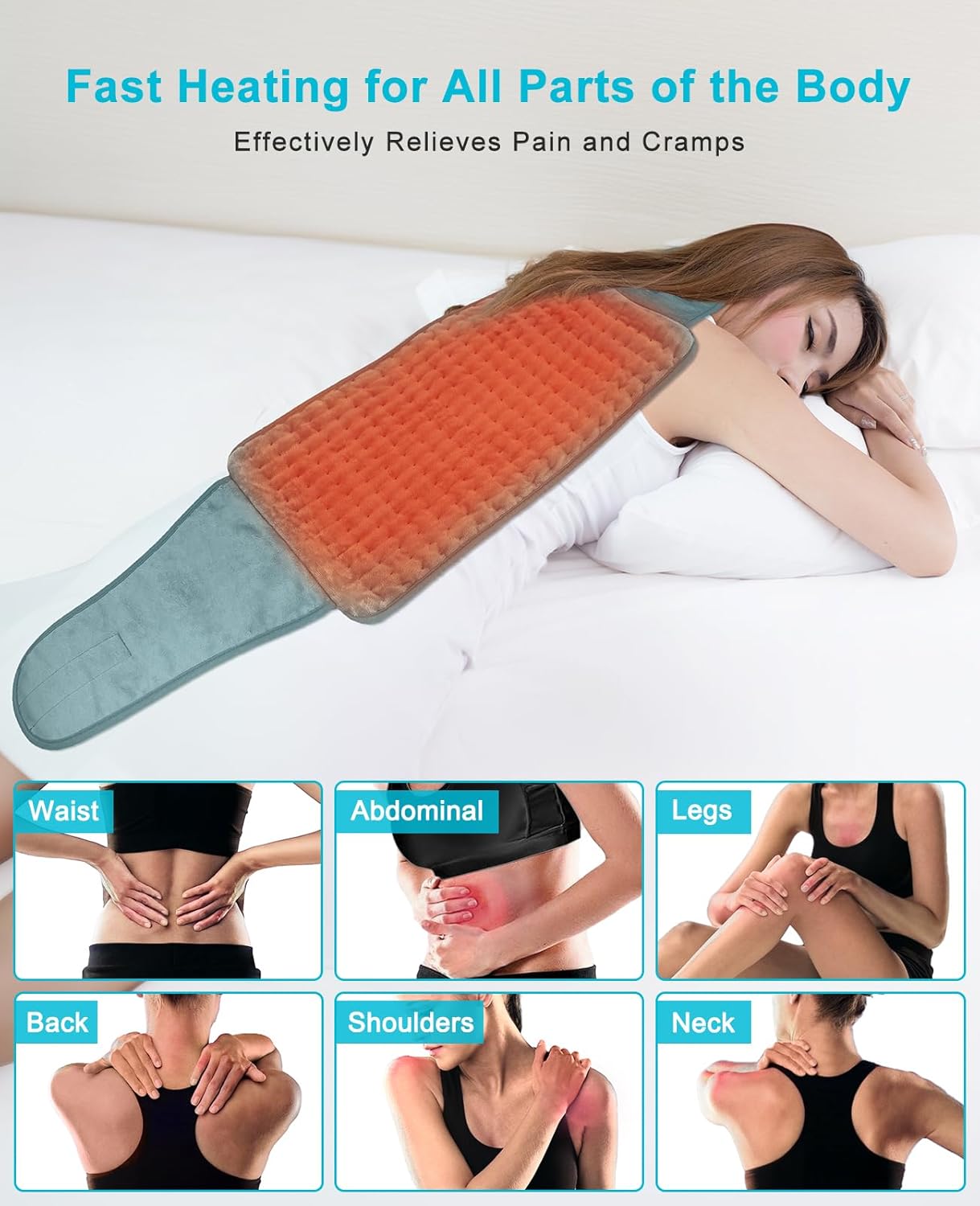 Termoforo Elettrico Lombare 126x30cm, Grigio - immagine 6