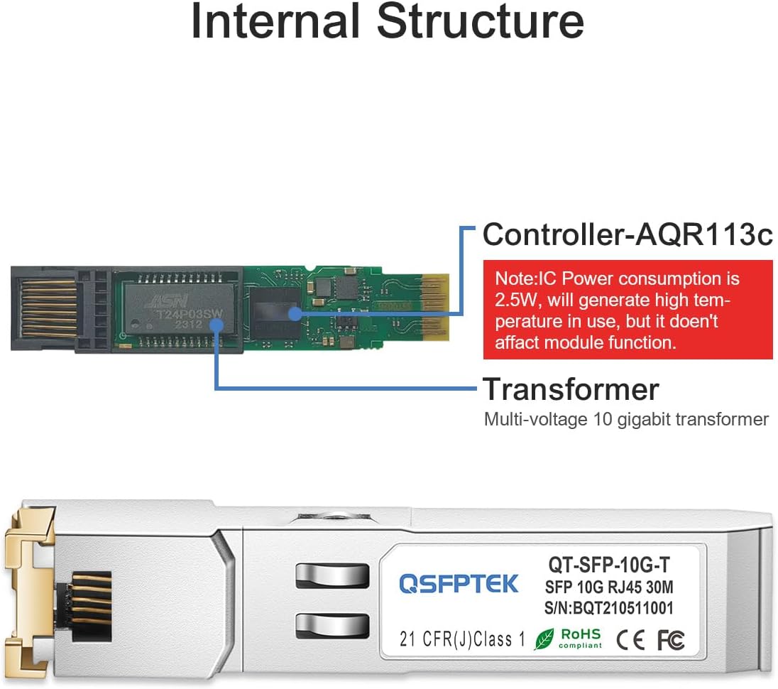 Qsfptek 10G SFP+ RJ45 30m Modulo - immagine 4