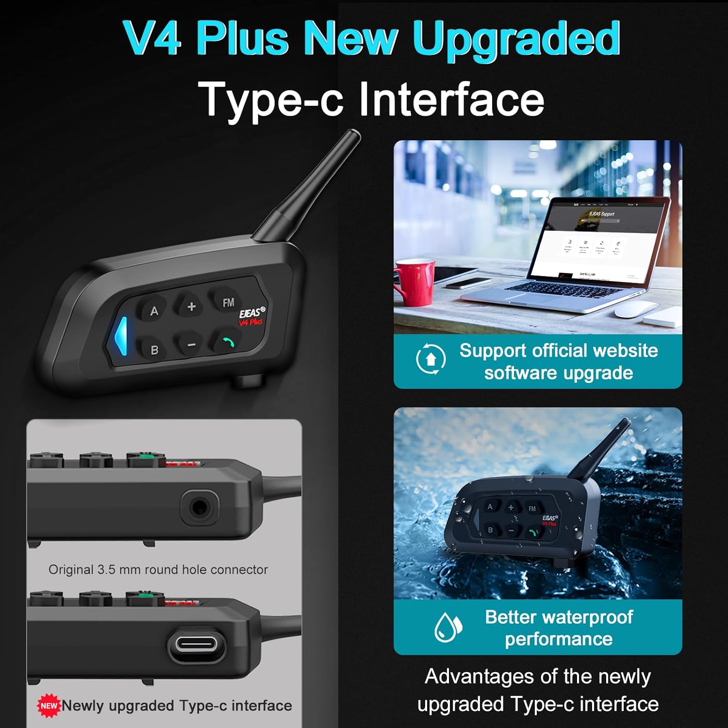 V4 Plus Sistema Intercom Bluetooth per Caschi Moto (4 Pezzi) - immagine 6