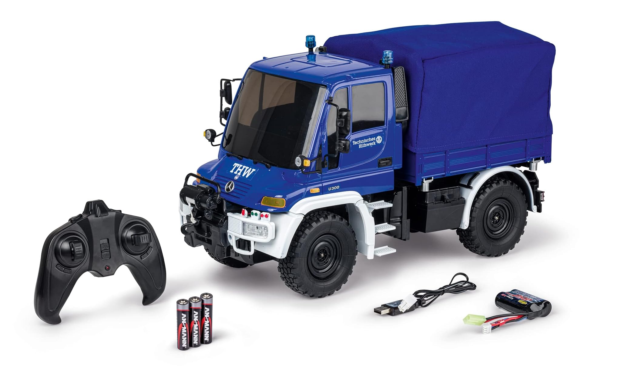 Carson 500907722 1:12 MB Unimog U300 THW 2,4G RTR, Blu