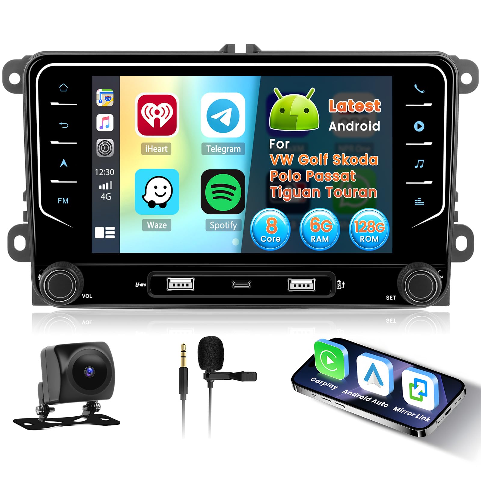 Radio Android 15 per VW Golf Skoda Polo Passat Tiguan Touran