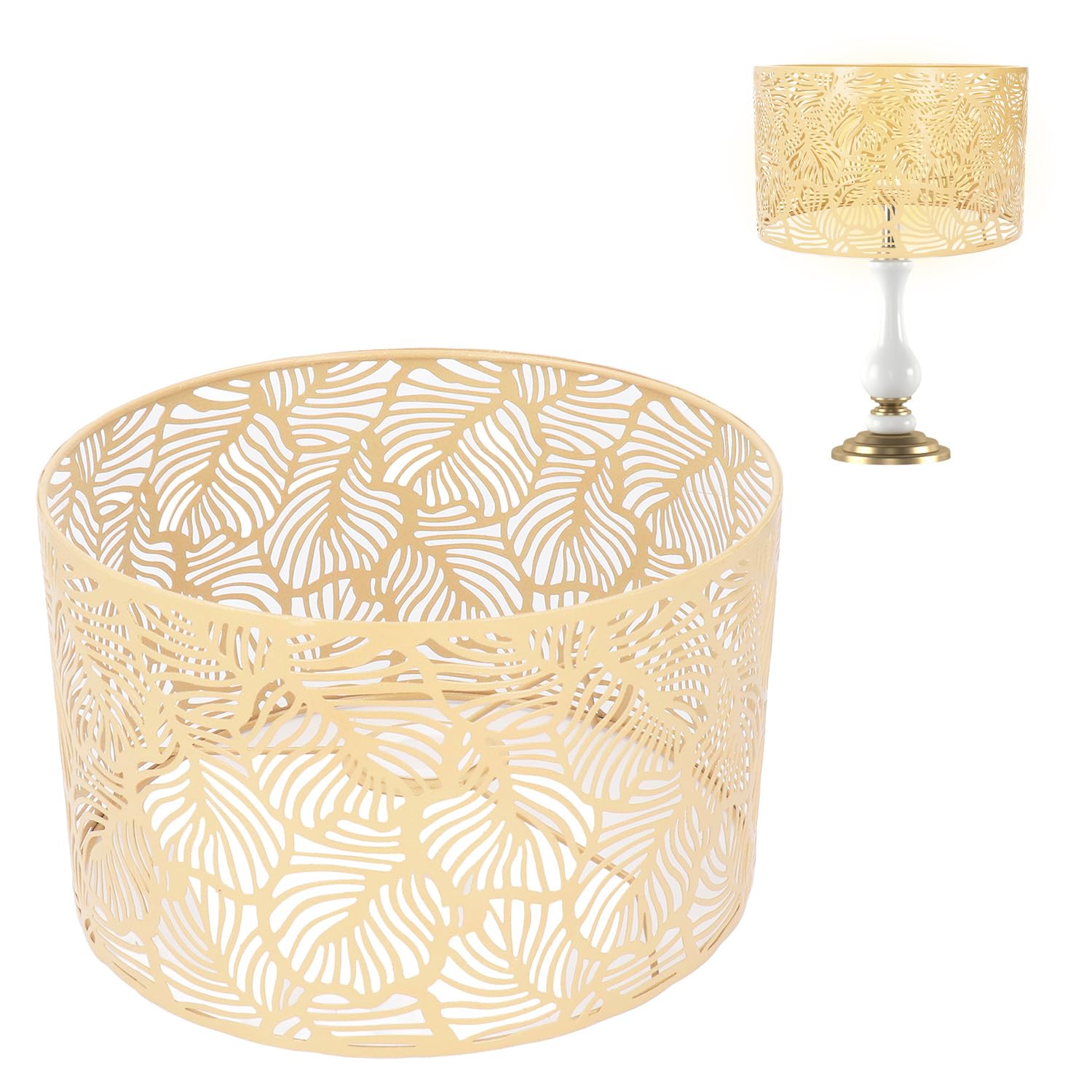 Paralume Lampada in Metallo E27 E14 25x16cm, Oro