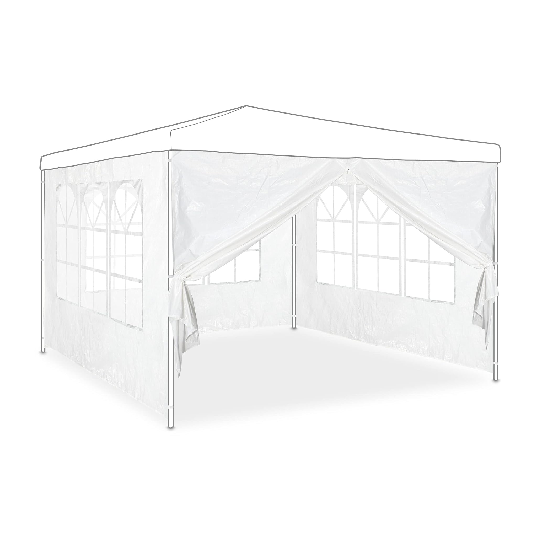 Relaxdays Tende Laterali per Gazebo, Set da 4, Bianco