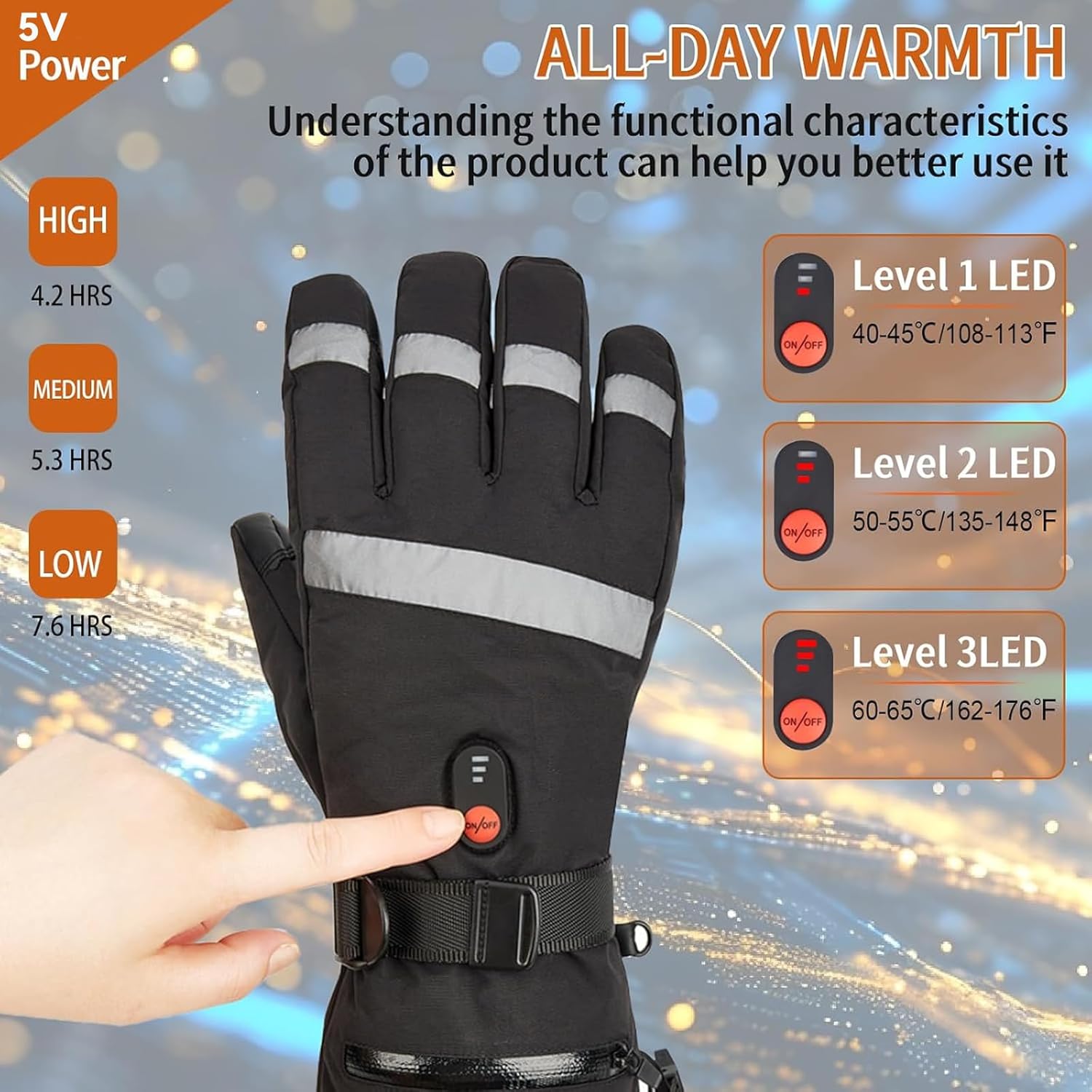 Guanti Riscaldati Ricaricabili 7.4V 6000mAh - immagine 2