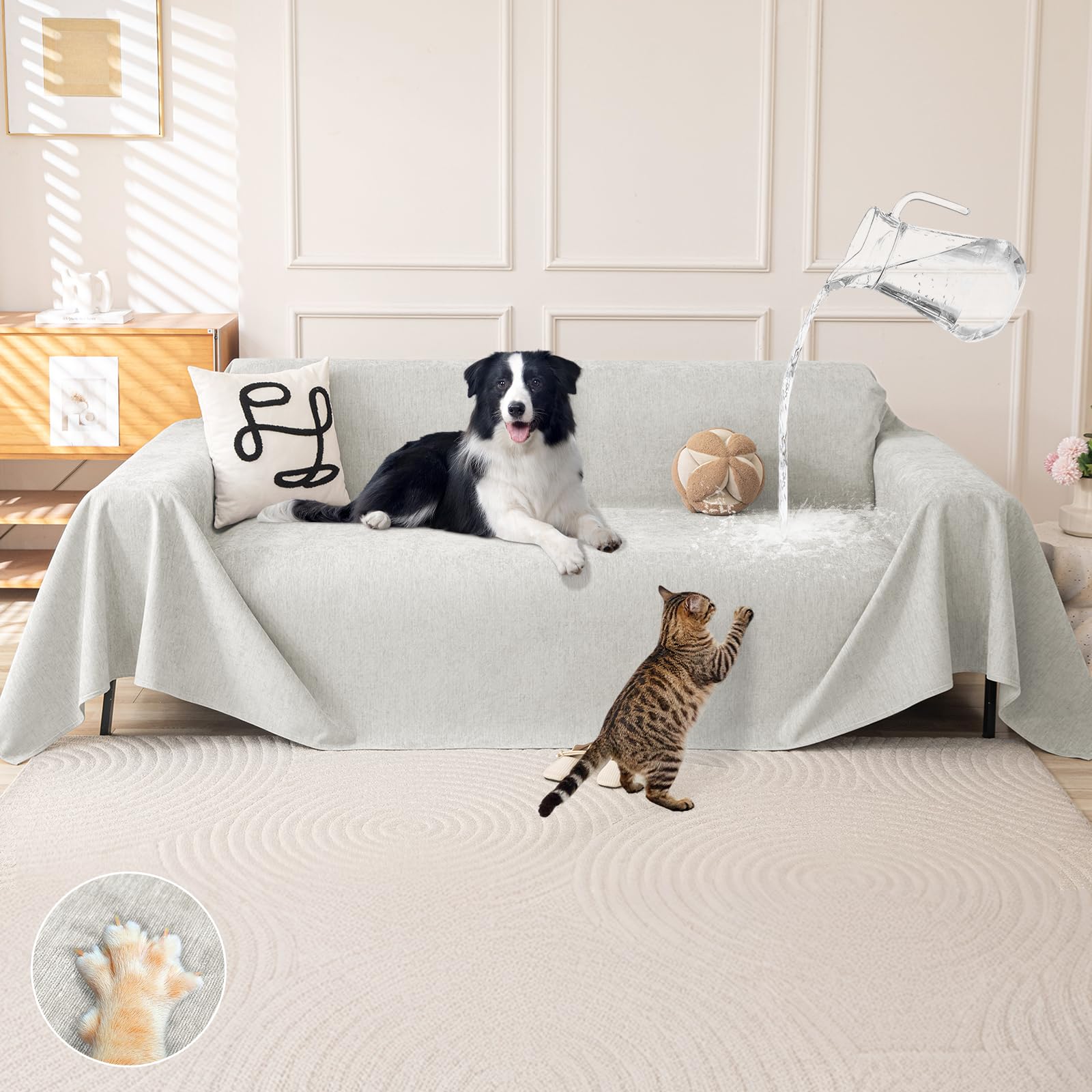 Royhom Telo Copridivano 3 Posti Impermeabile Antigraffio