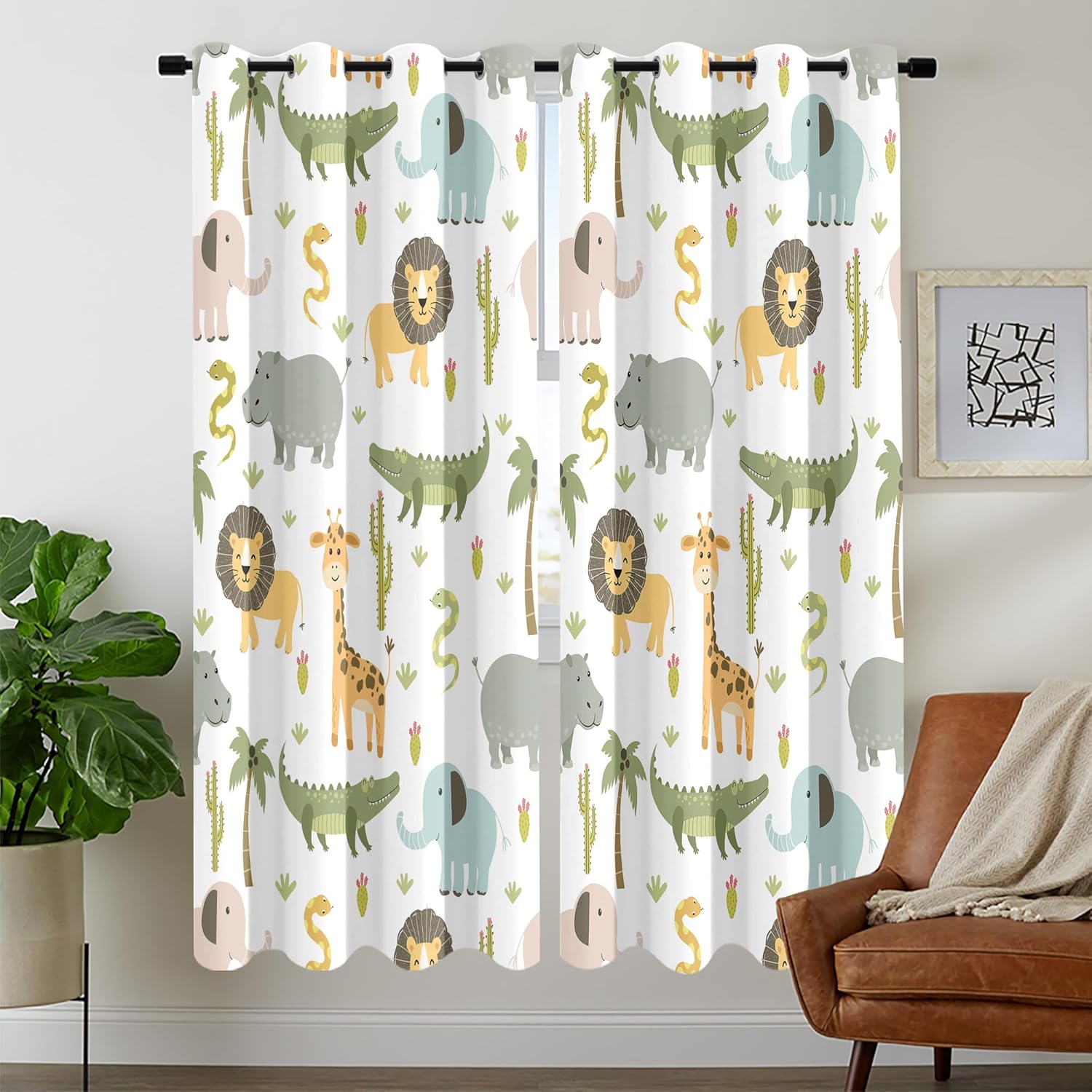 Meshelly Tende Oscuranti Bambini 132x160cm, Giungla - immagine 2