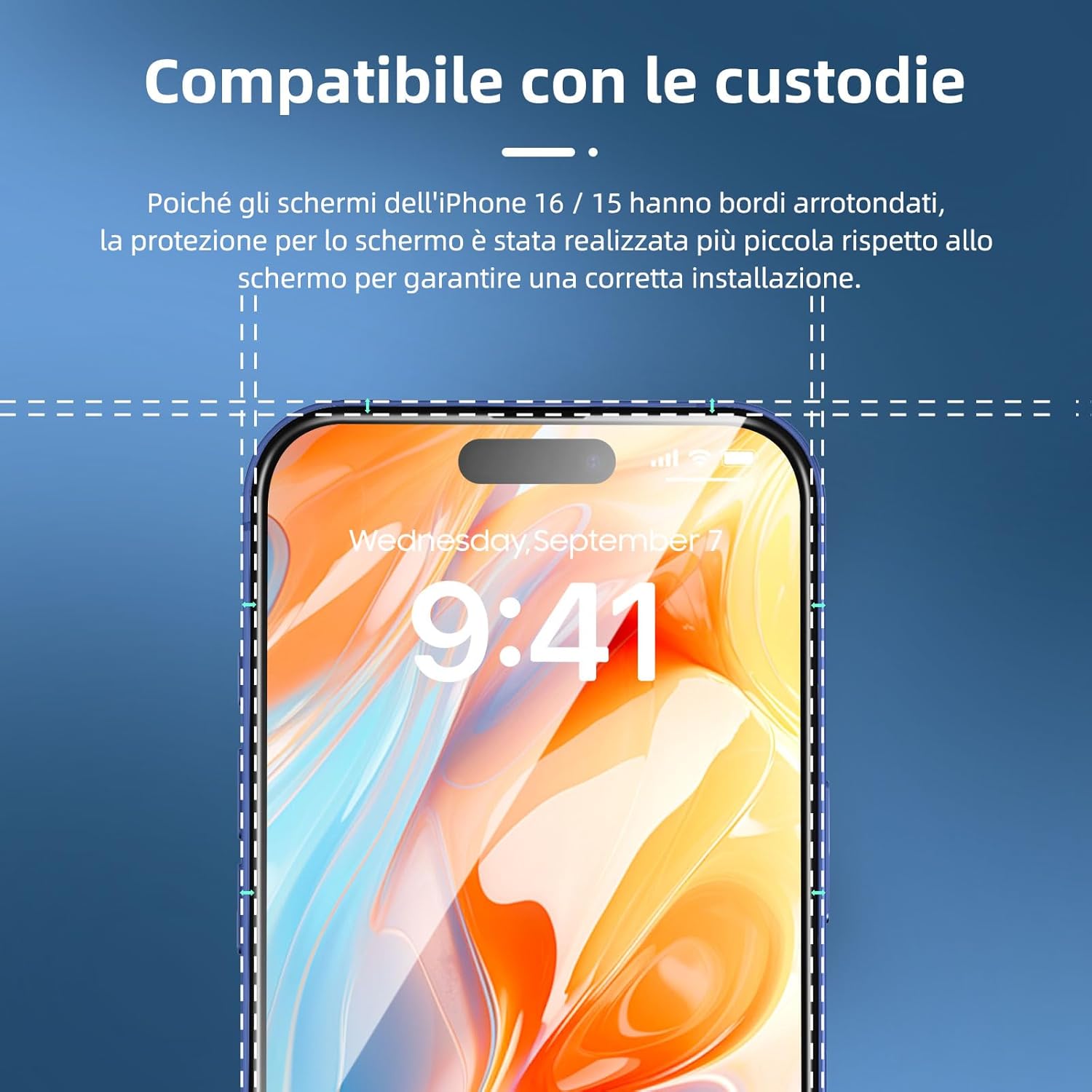 New'c 3 Pezzi Pellicola Protettiva per iPhone 16/15 6,1" - immagine 4