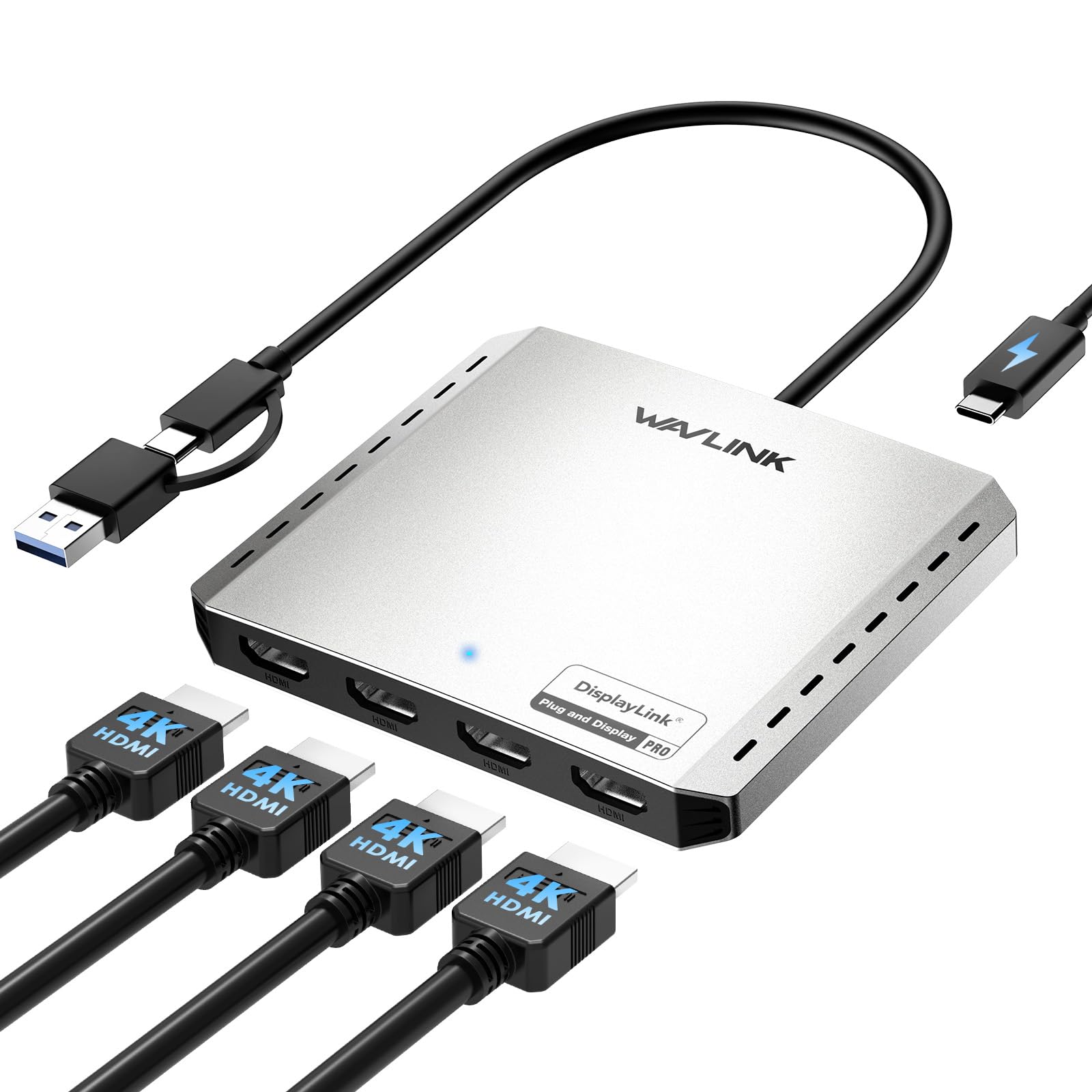 Wavlink Splitter USB 3.0/USB-C a Quad HDMI 4K 60Hz