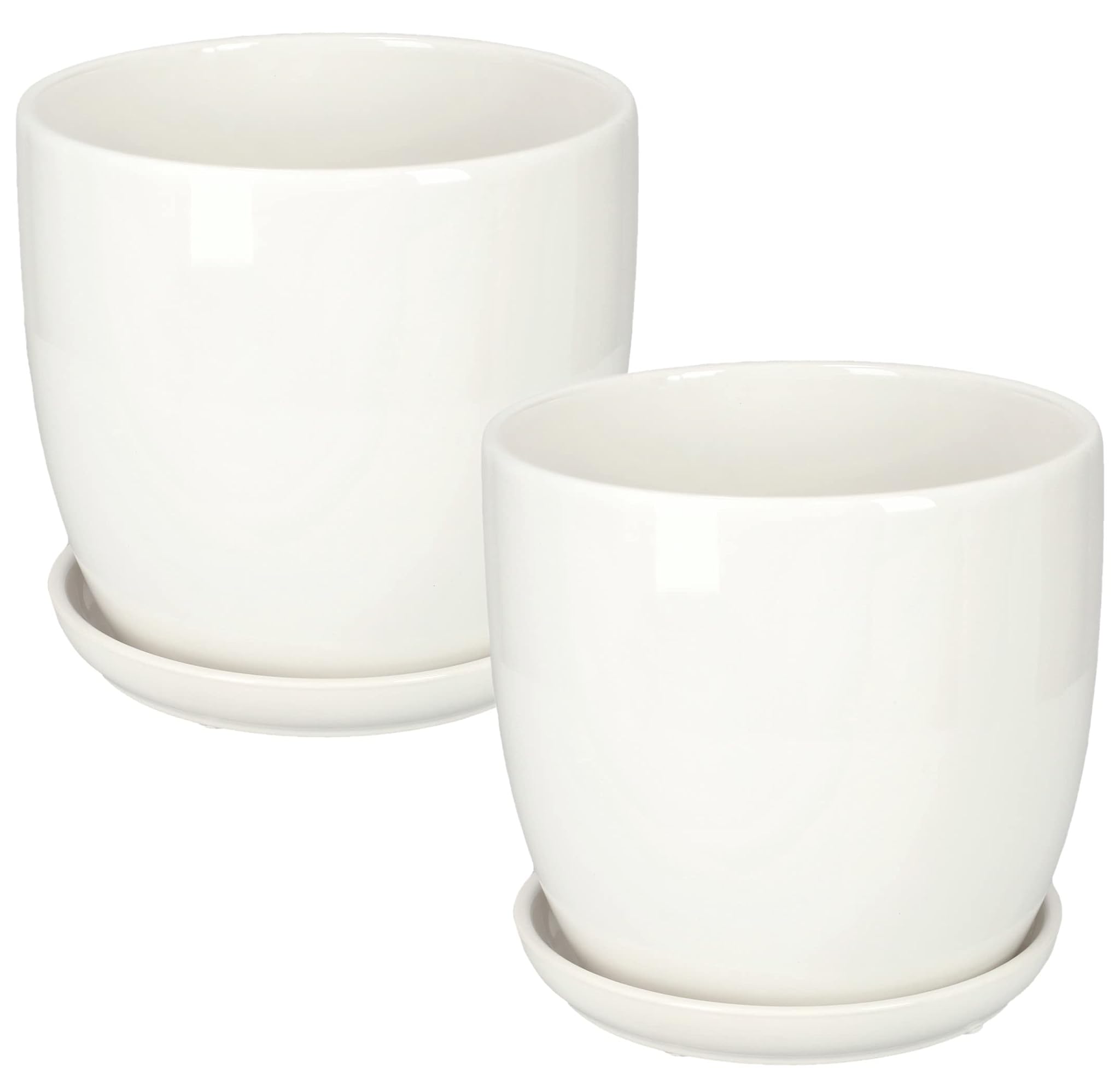 KOTARBAU® Set 2 Vasi Fiori Ceramica 20cm con Vassoio