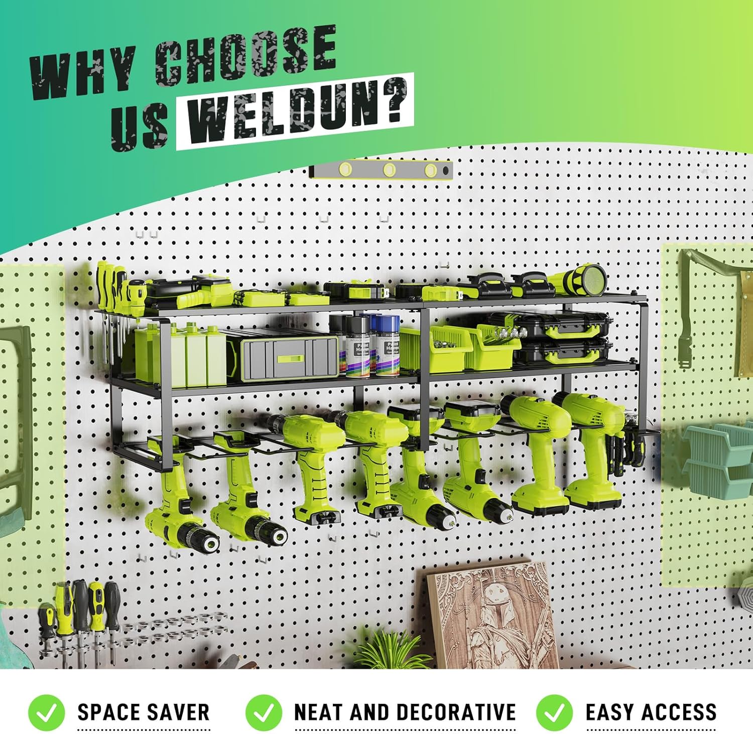 WELDUN Scaffale Porta Attrezzi 3 Livelli - immagine 4