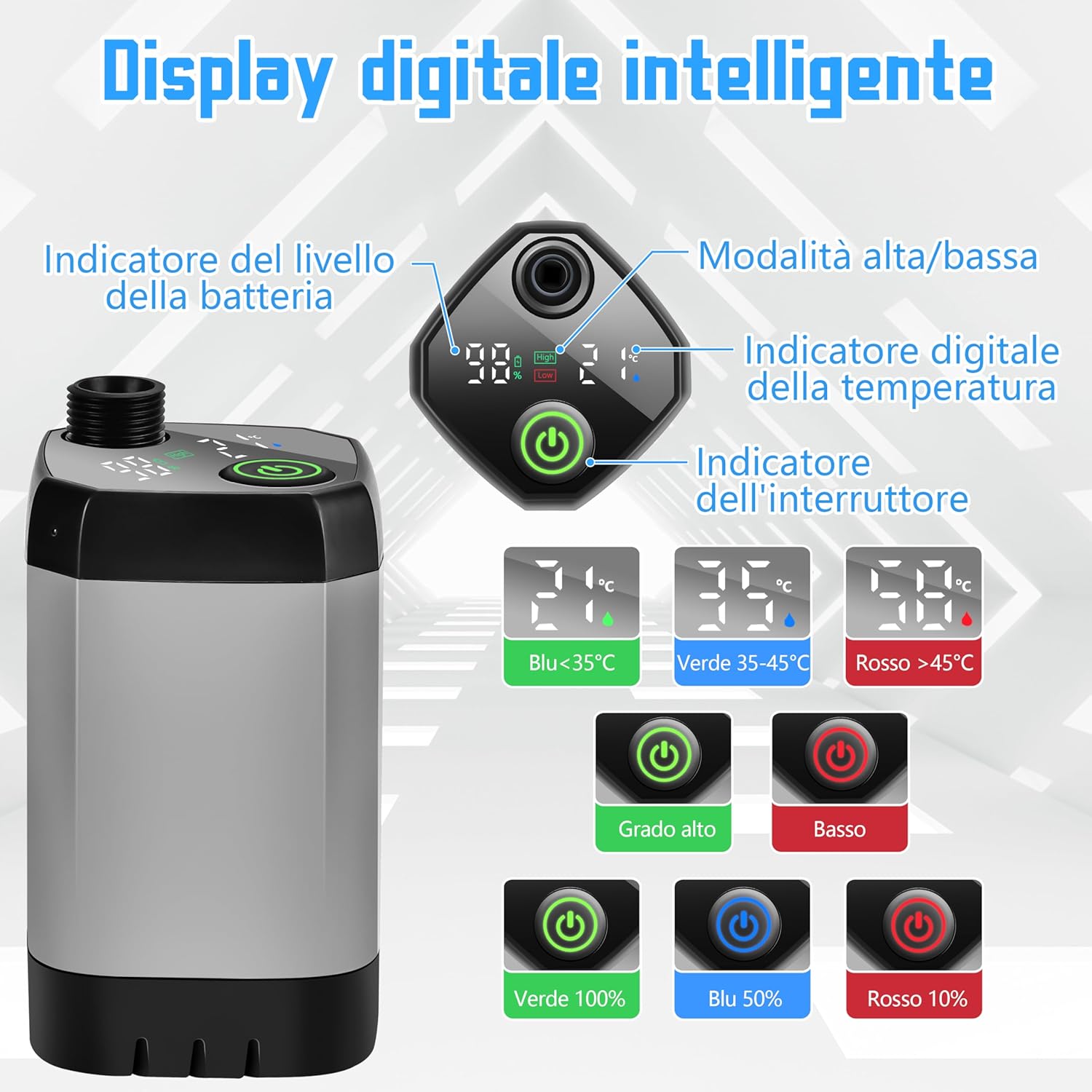 Doccia da Campeggio Portatile Ricaricabile 6000 mAh - immagine 3