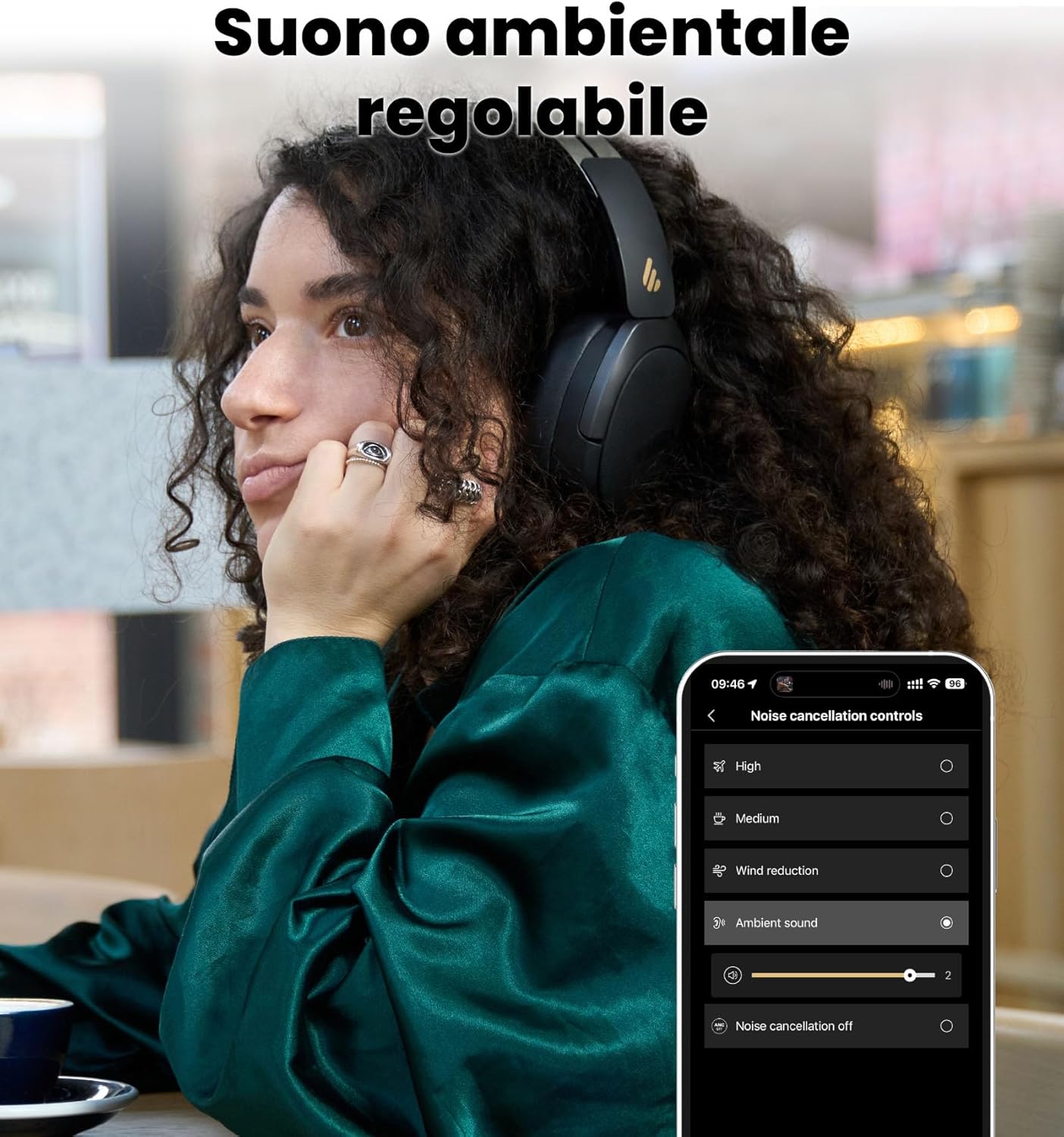 Edifier W80 Cuffie Over-Ear ANC -49 dB, Nero - immagine 4
