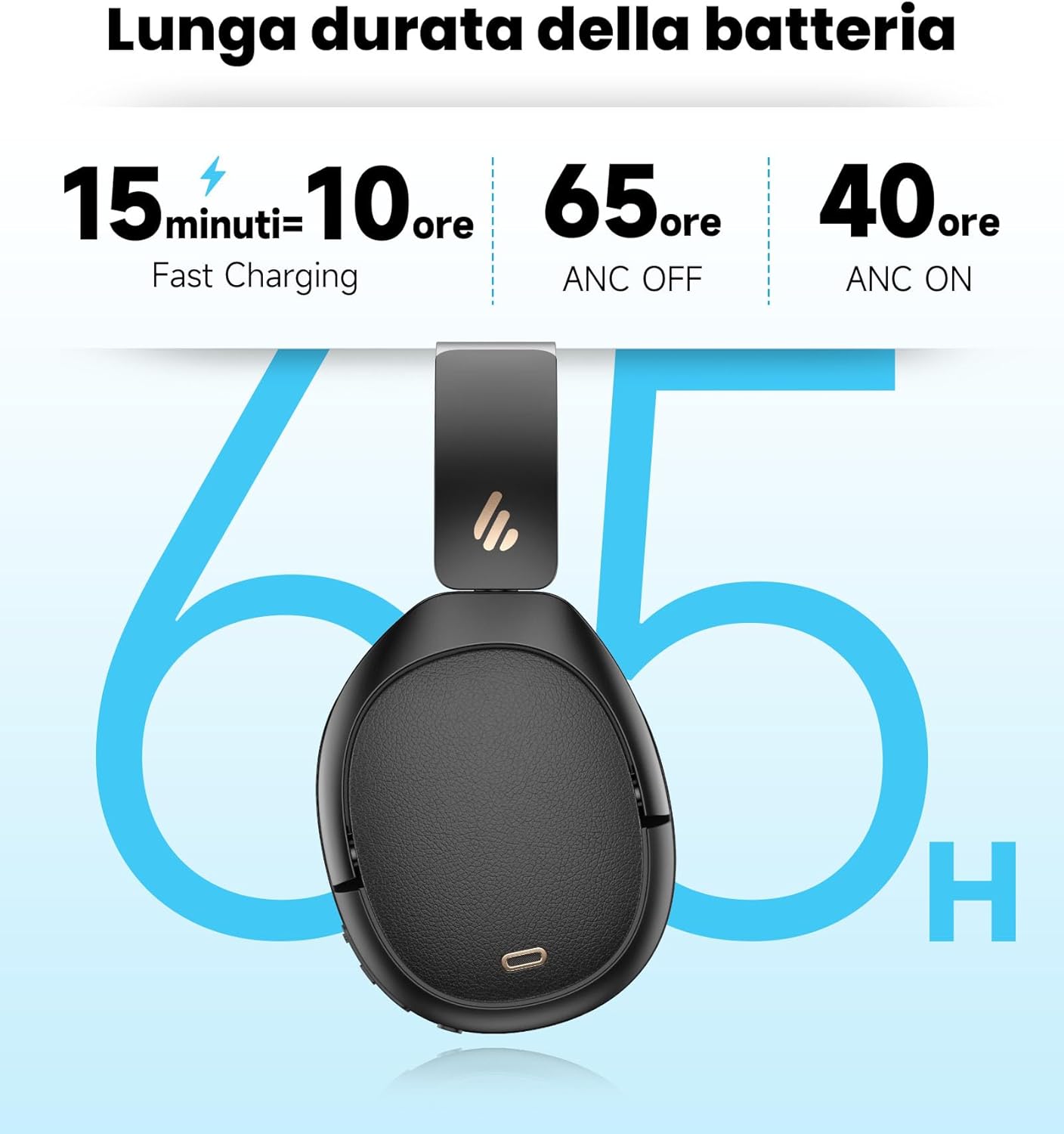 Edifier W80 Cuffie Over-Ear ANC -49 dB, Nero - immagine 6