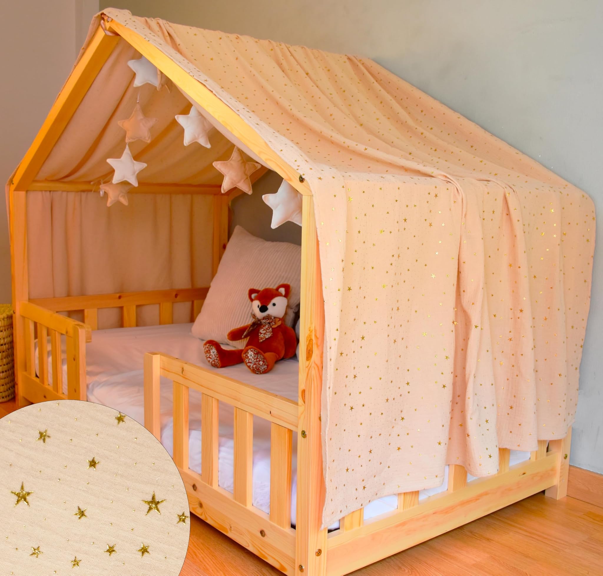 Yellownest Tenda per Letto Montessori in Cotone, Beige