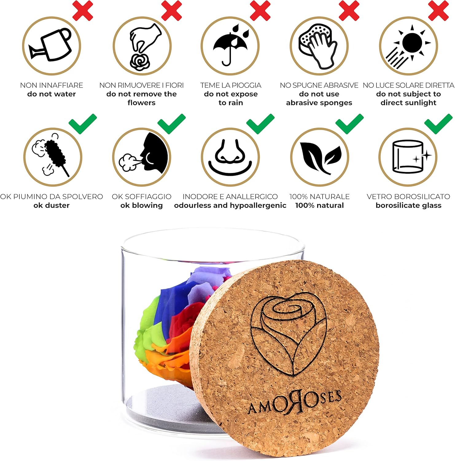 Amoroses Bijou - Rosa Stabilizzata Eterna Arcobaleno - immagine 6