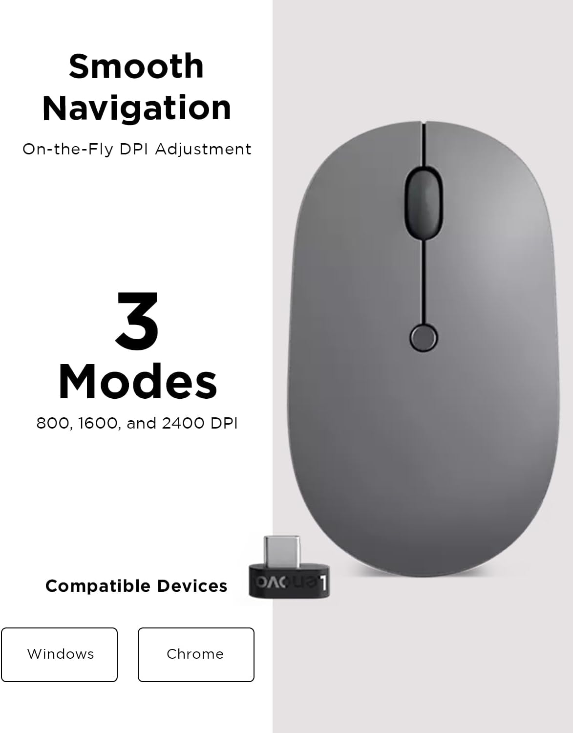 Lenovo Go [Mouse] - Mouse wireless USB-C nero - immagine 5