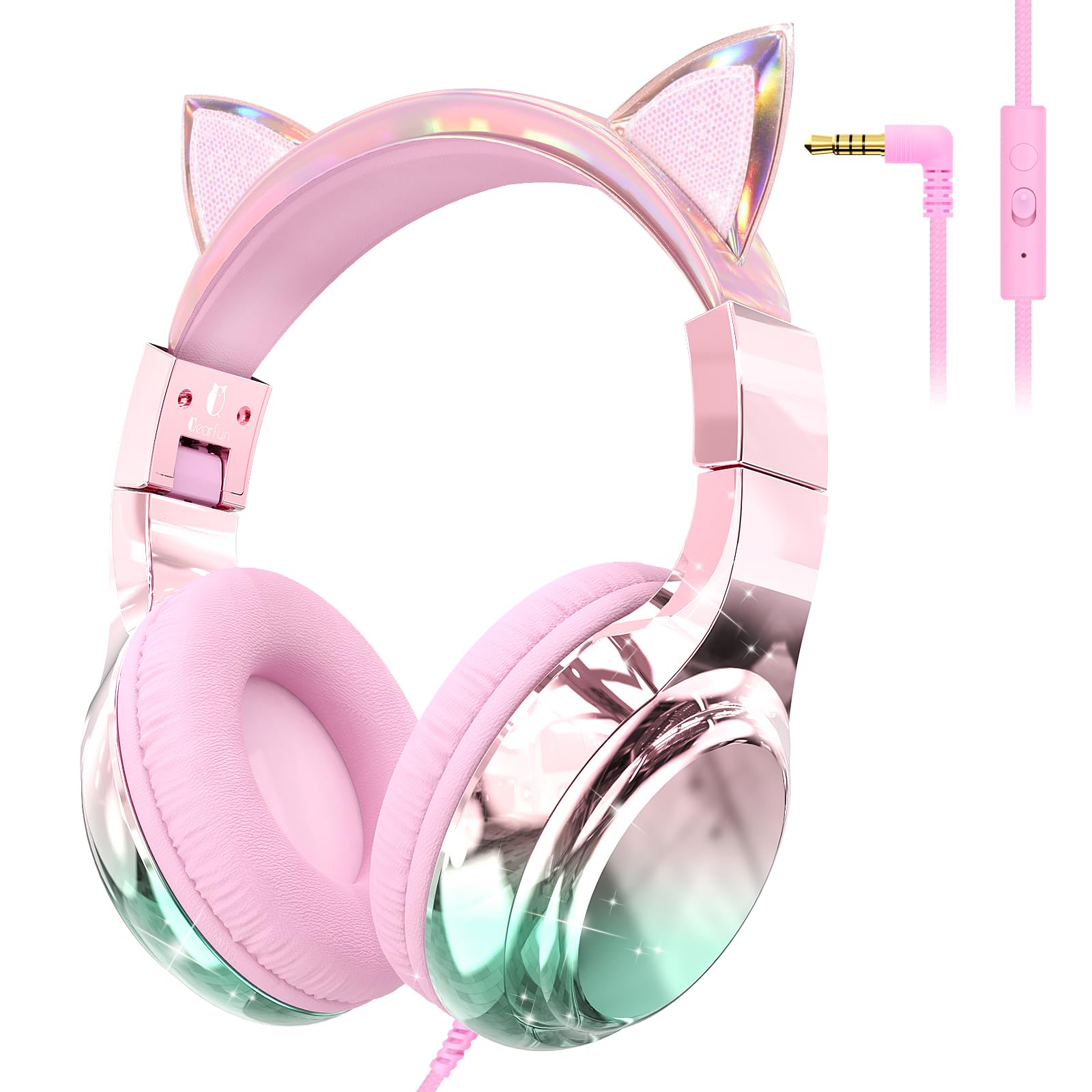 JYPS Cuffie Bambina, Metallico Cuffie per Bambini con Filo, Shareport, 85/94dB Volume Limitato, Cuffie Over-Ear Pieghevoli per Regali per Bambini/Scuola/Tablet/Viaggio/Musica