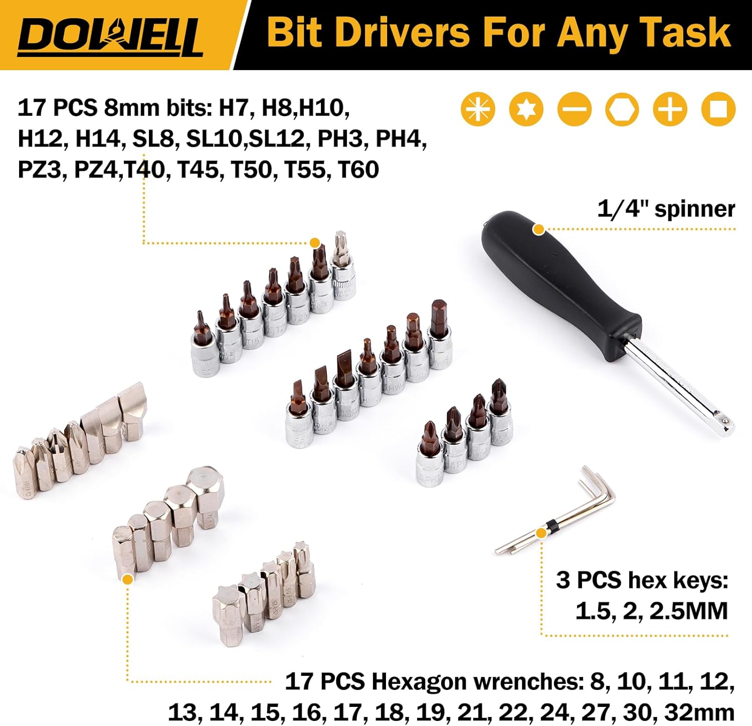 DOWELL Set di Strumenti Professionali 132 Pezzi - immagine 4