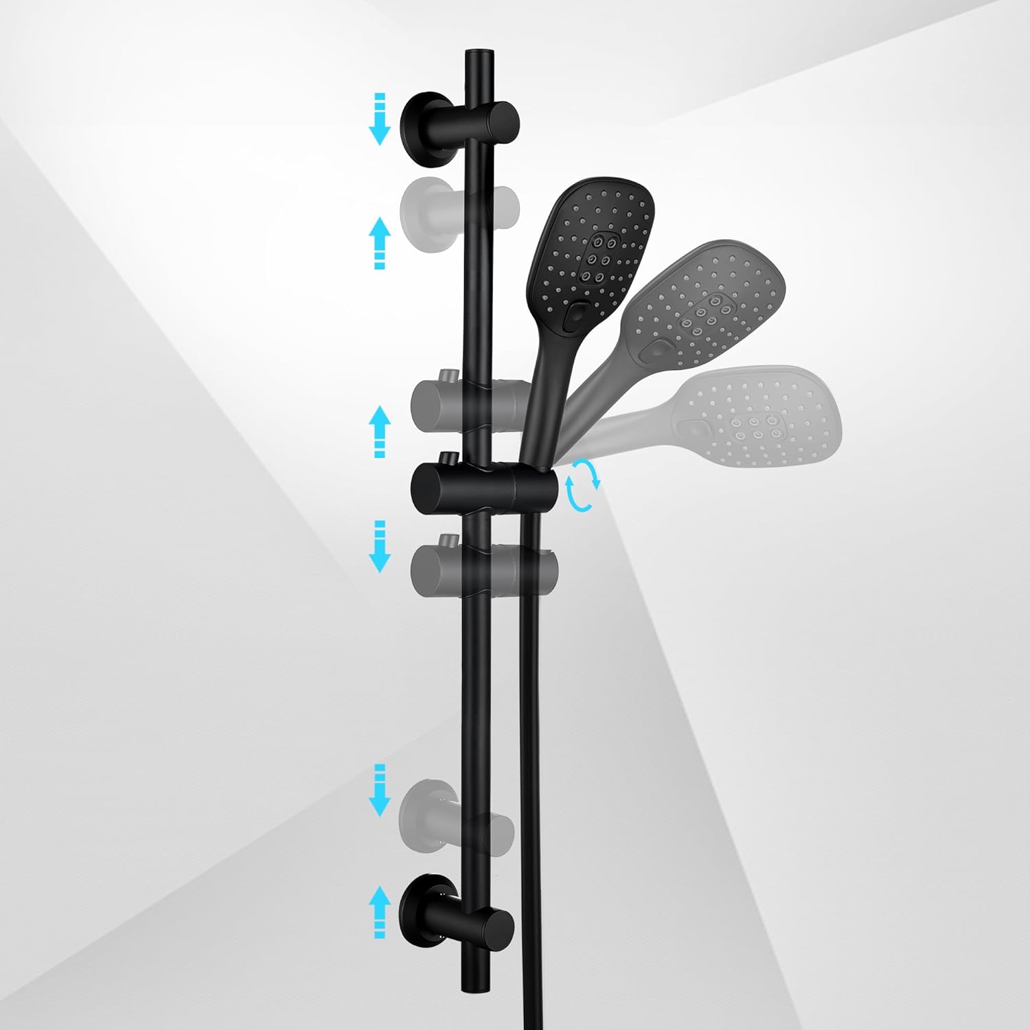 Görbach Colonna Doccia con Doccetta e Asta 70cm, Nero - immagine 4