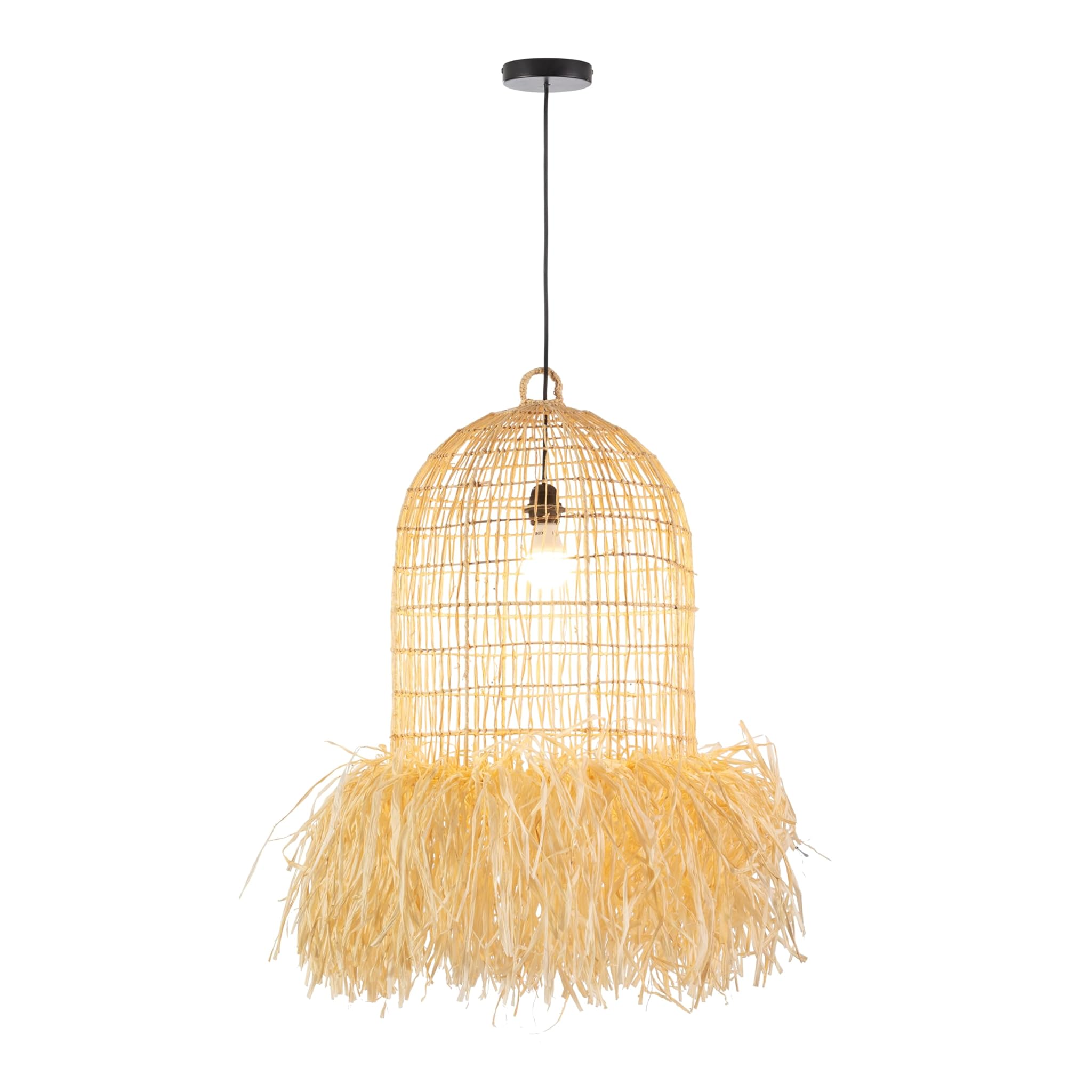 LAMPARA DE TECHO 40X40X55/200 SISAL BLANCO