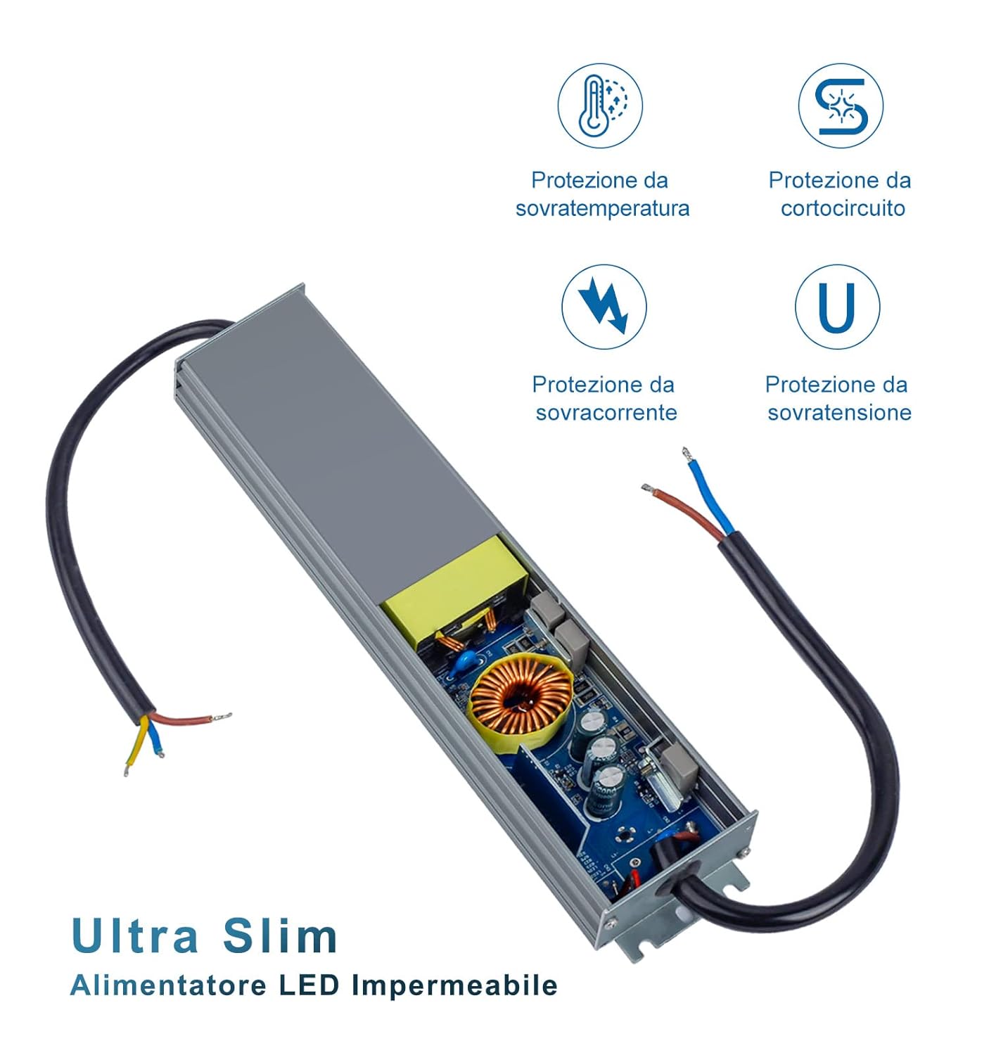 Dusktec Trasformatore LED 24V 200W 8.3A IP67 - immagine 4