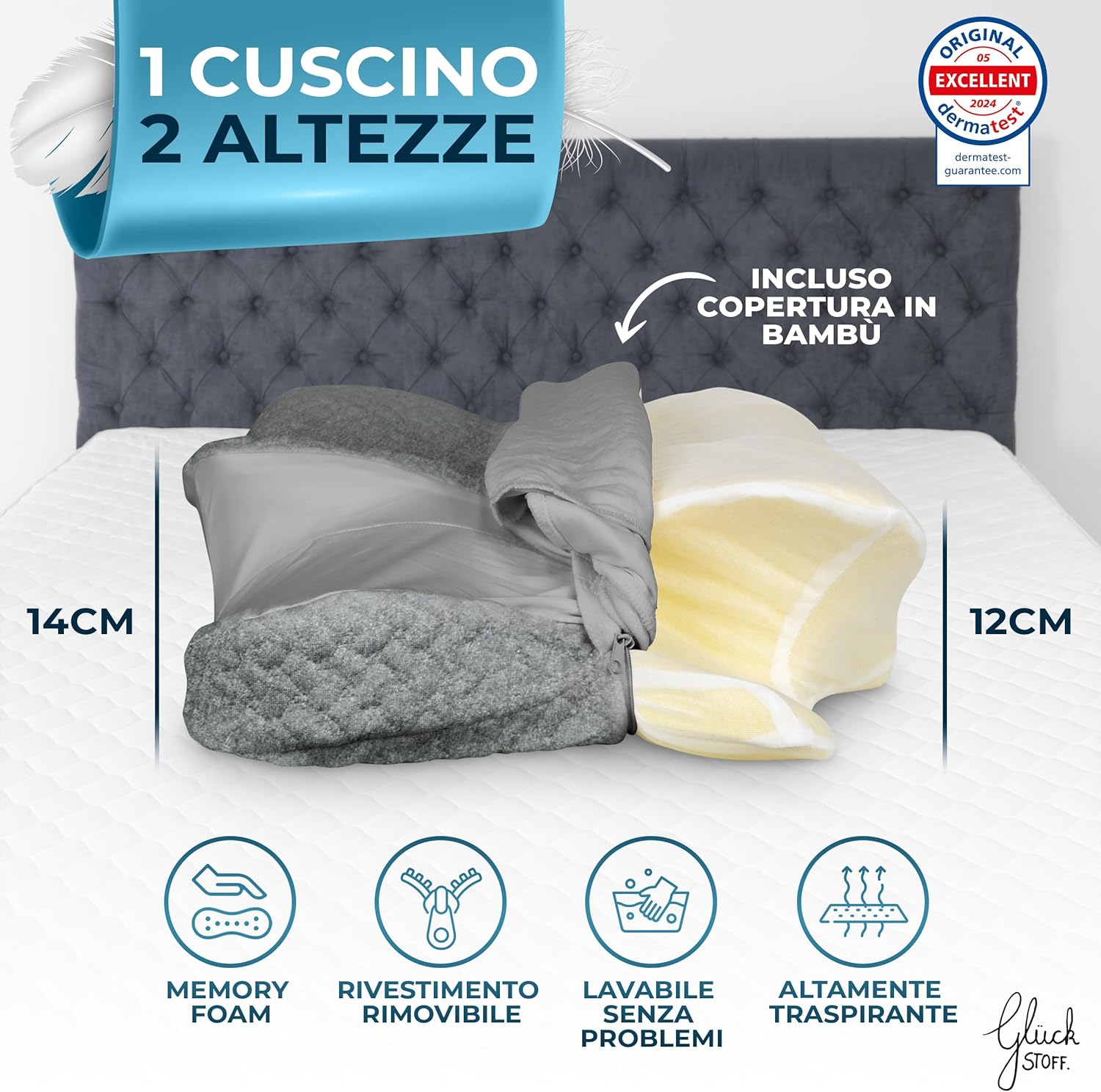 Glückstoff® Cuscino Cervicale Memory Foam - immagine 2
