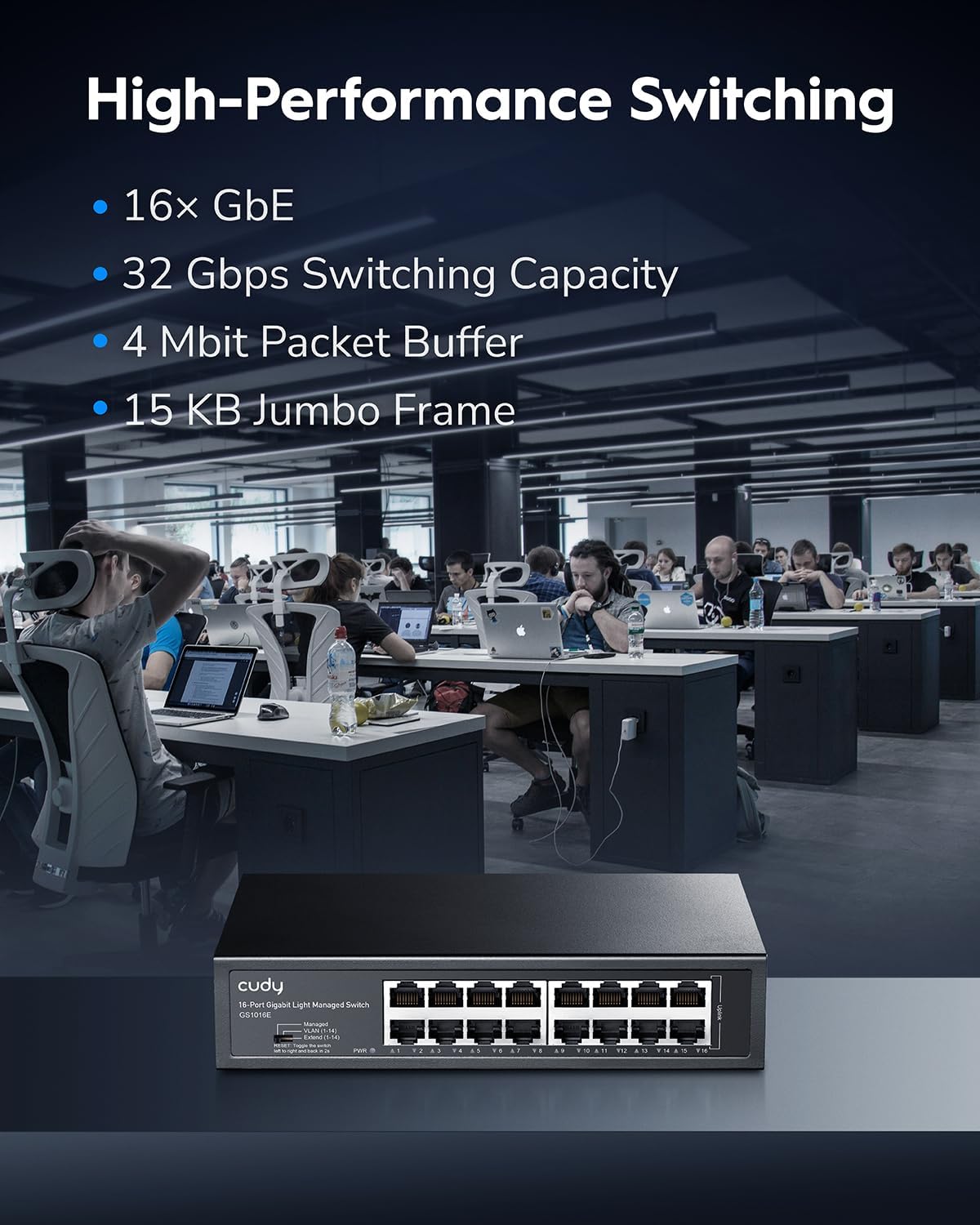Cudy GS1016E Switch Gigabit 16 Porte Plug & Play - immagine 2