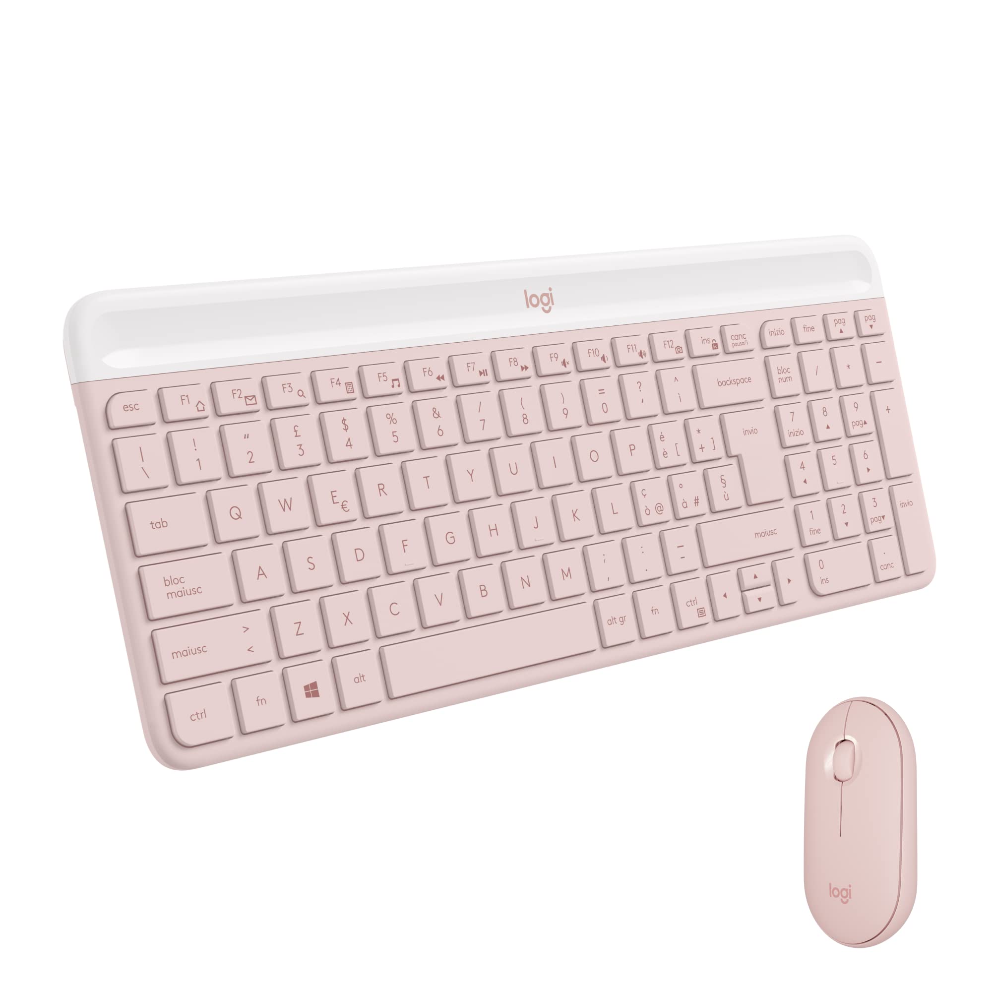 Logitech MK470 Slim Kit Tastiera e Mouse Wireless, Rosa