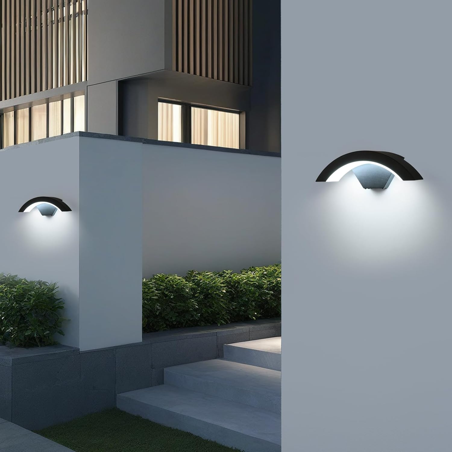 Lampada da Parete Esterno 24W IP65, Nera - immagine 5