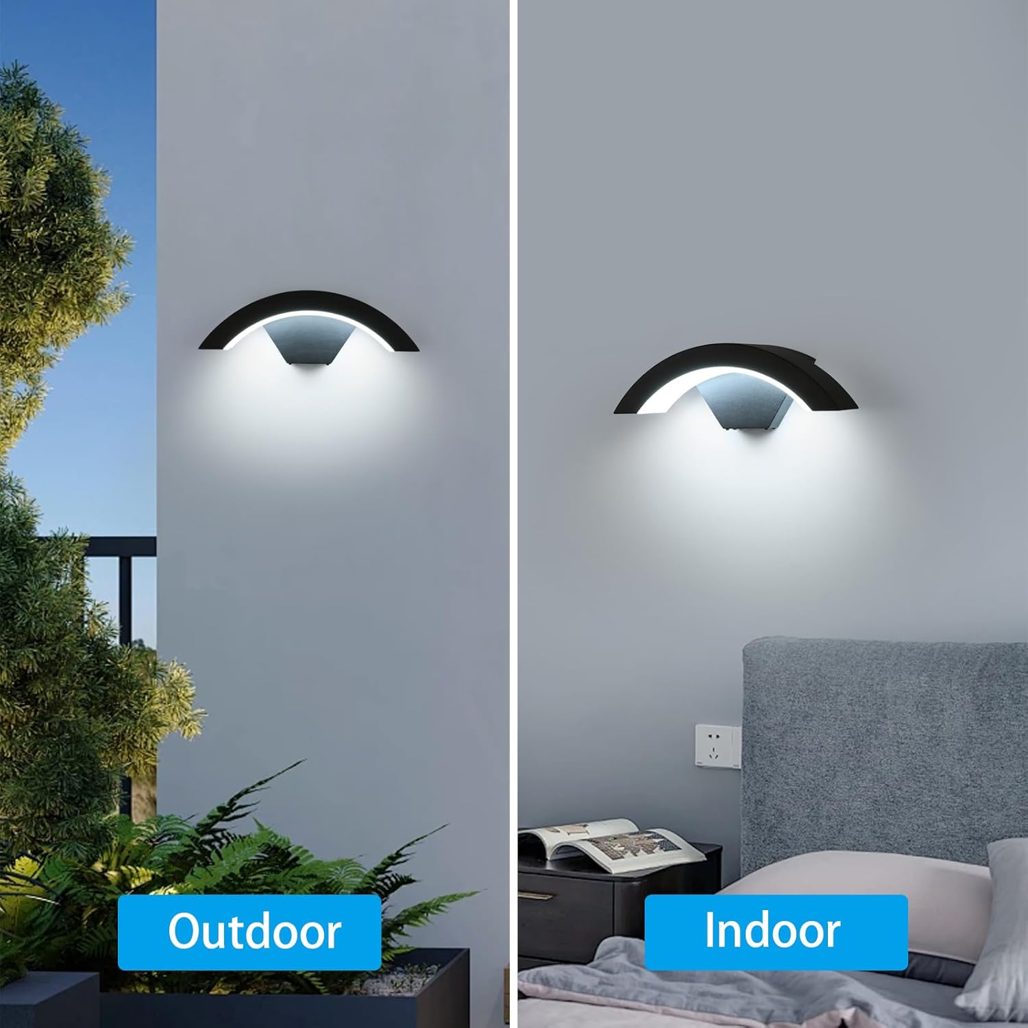 Lampada da Parete Esterno 24W IP65, Nera - immagine 7