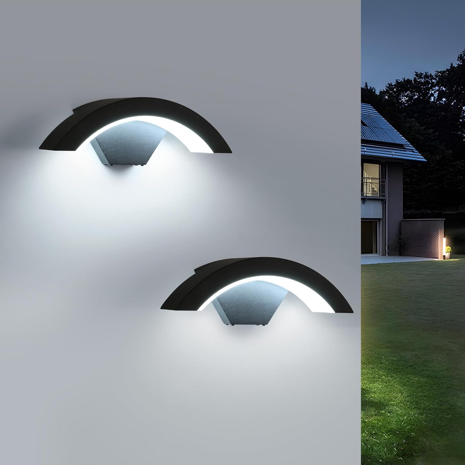 Lampada da Parete Esterno 24W IP65, Nera - immagine 8