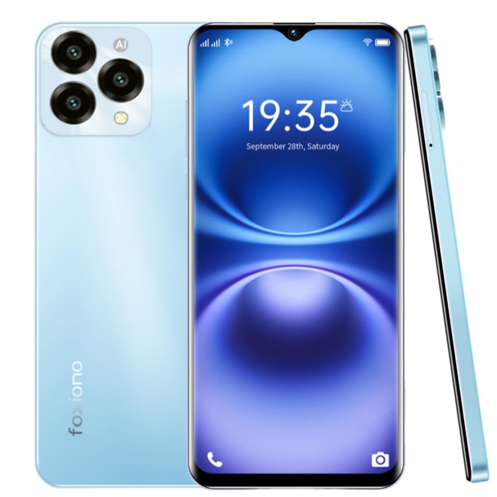Foxiono Smartphone Android Sbloccato 6.52" HD+ 90Hz, Blu