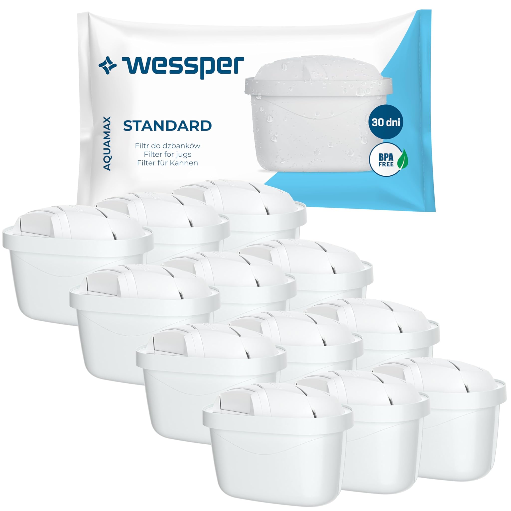 Wessper Filtro Acqua per Caraffa Filtrante - 12 Pezzi