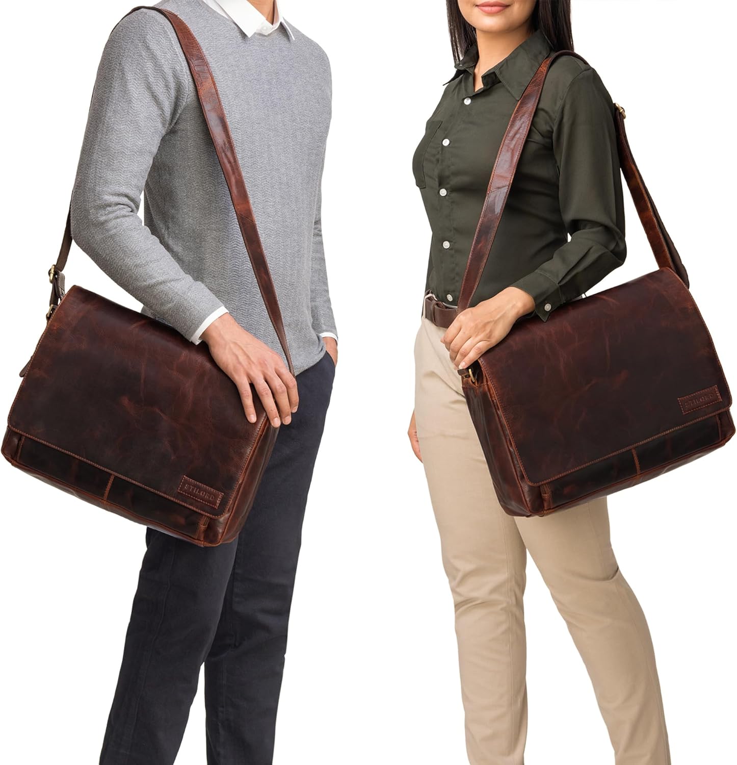 STILORD 'Rick' Borsa a tracolla Vintage in pelle - immagine 2