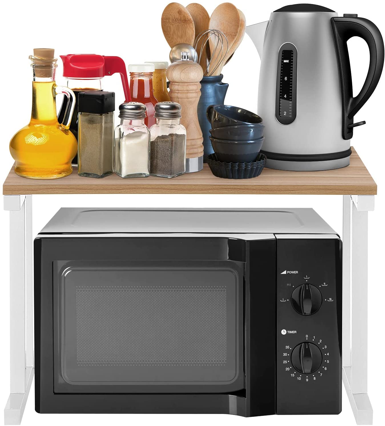 Ejoyous Ripiani per Microonde a 2 Strati in Legno