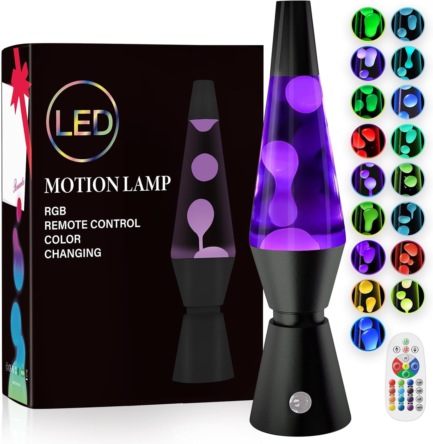 Aonesy Lampada Lava LED 37cm con Telecomando, Nero - immagine 1