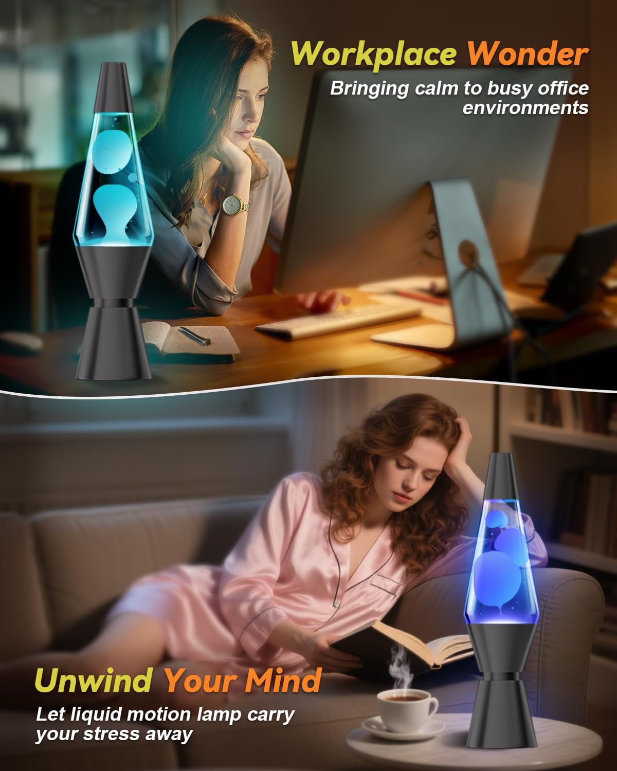 Aonesy Lampada Lava LED 37cm con Telecomando, Nero - immagine 5