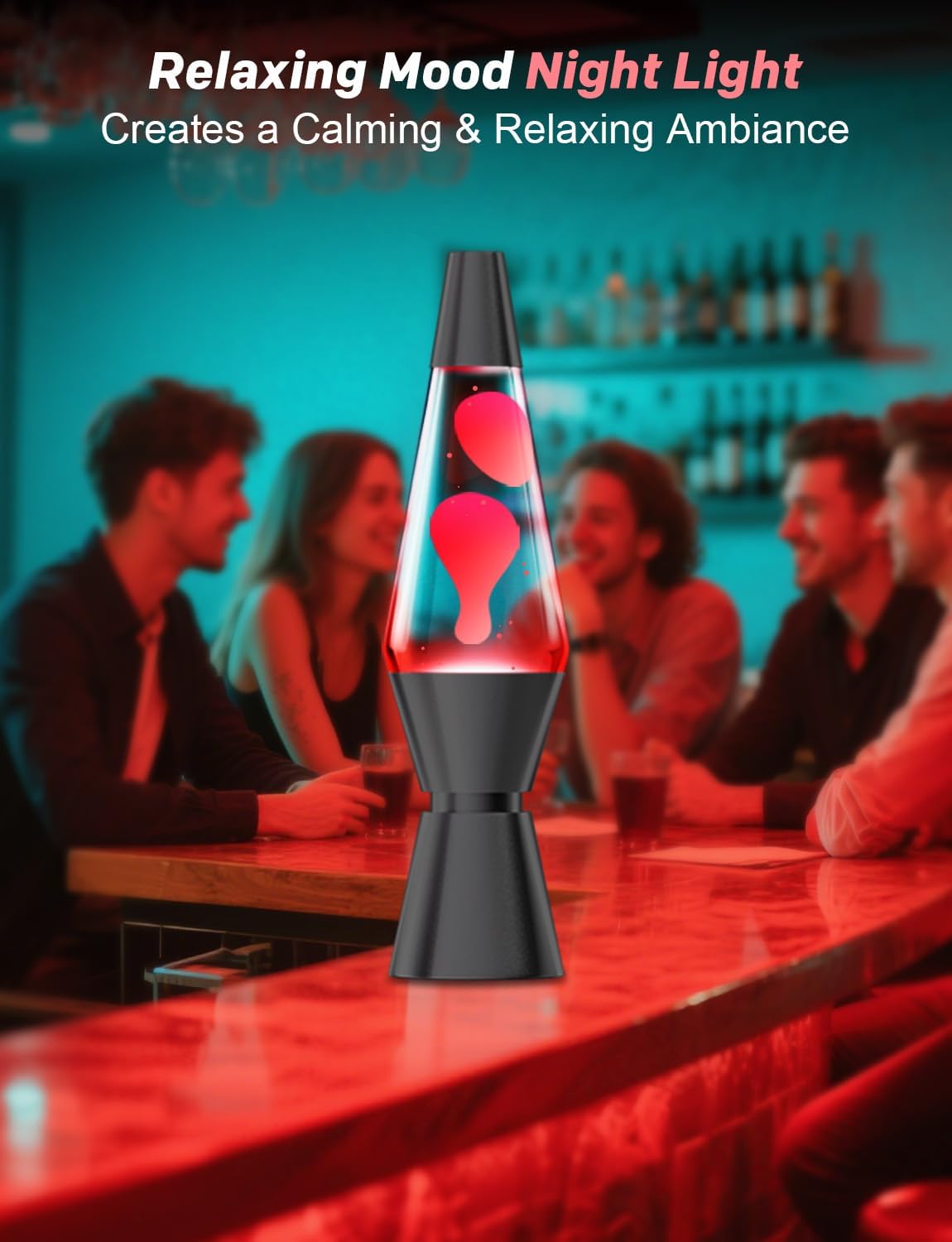 Aonesy Lampada Lava LED 37cm con Telecomando, Nero - immagine 6