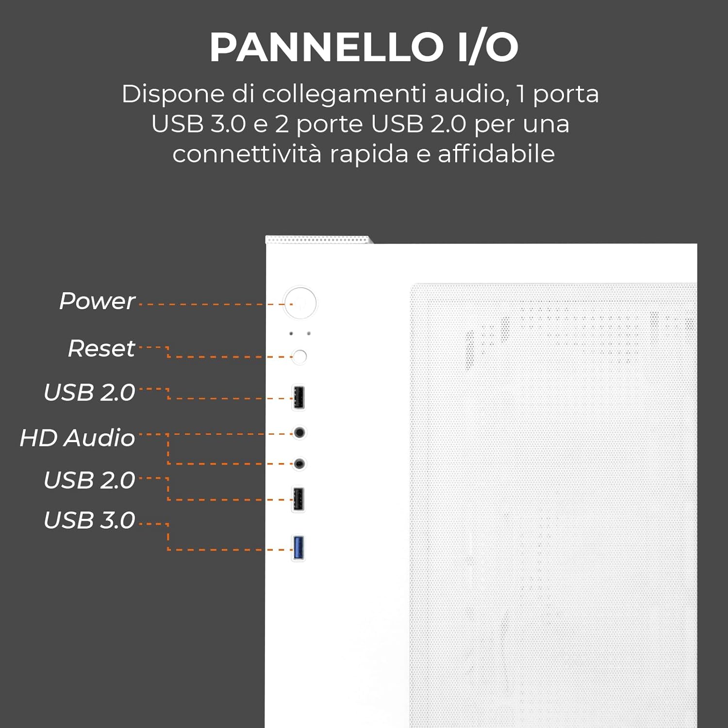 Noua Vision ZH100 Mini Bianco - Case Micro ATX Gaming - immagine 5