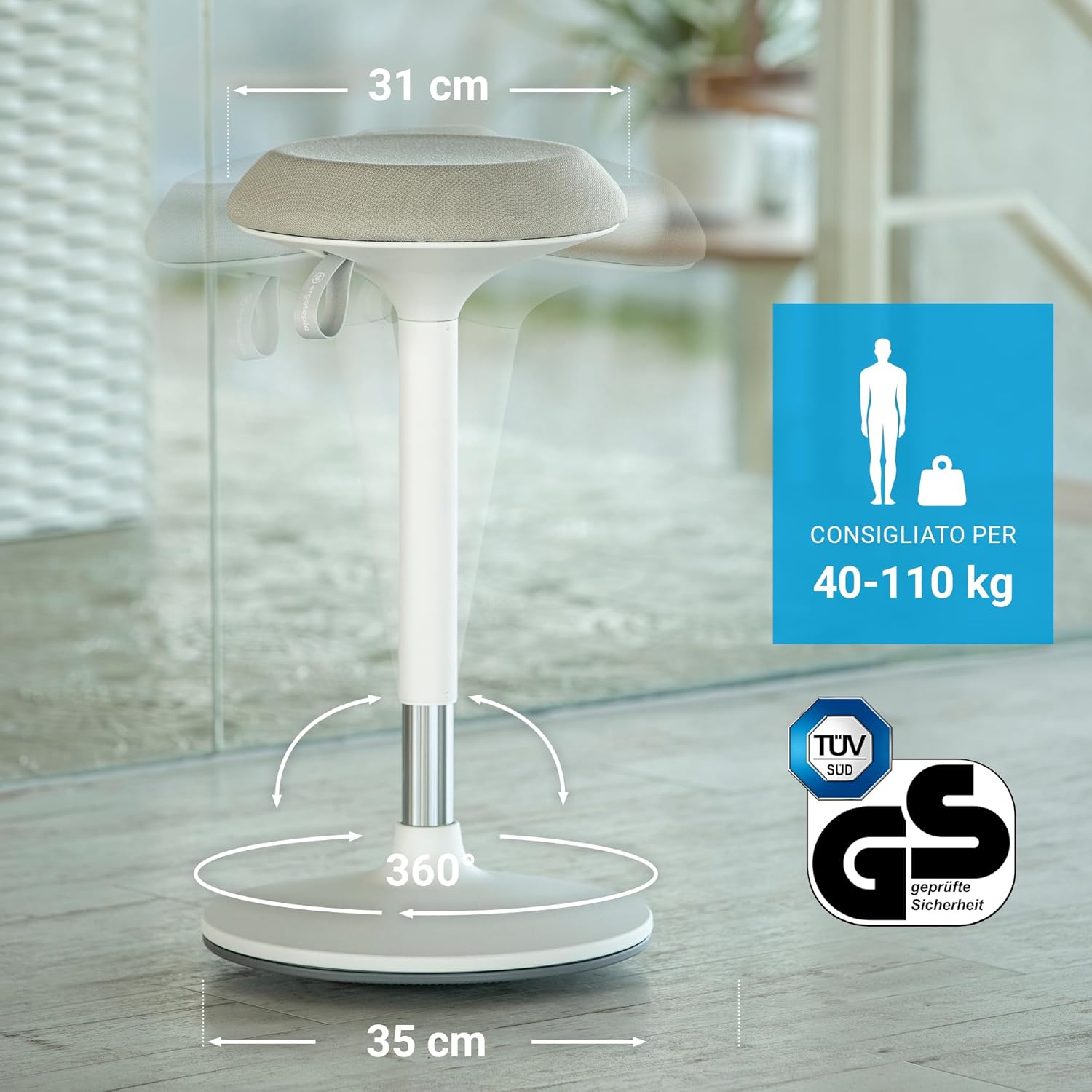 Ergotopia Dykó - Sgabello Ergonomico Oscillante da Ufficio - immagine 5