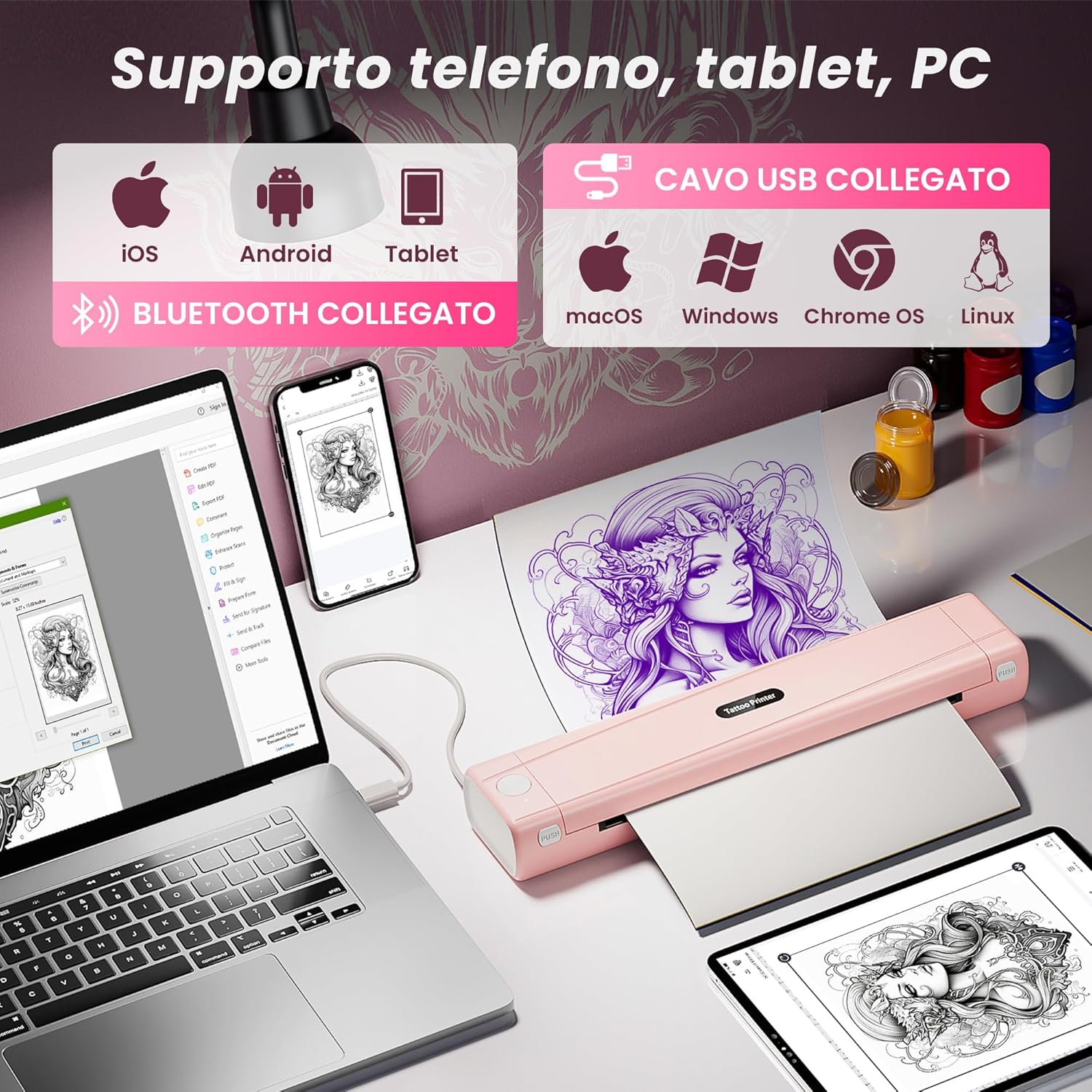 Tattmuse Stampante Termica per Tatuaggi Bluetooth - immagine 3