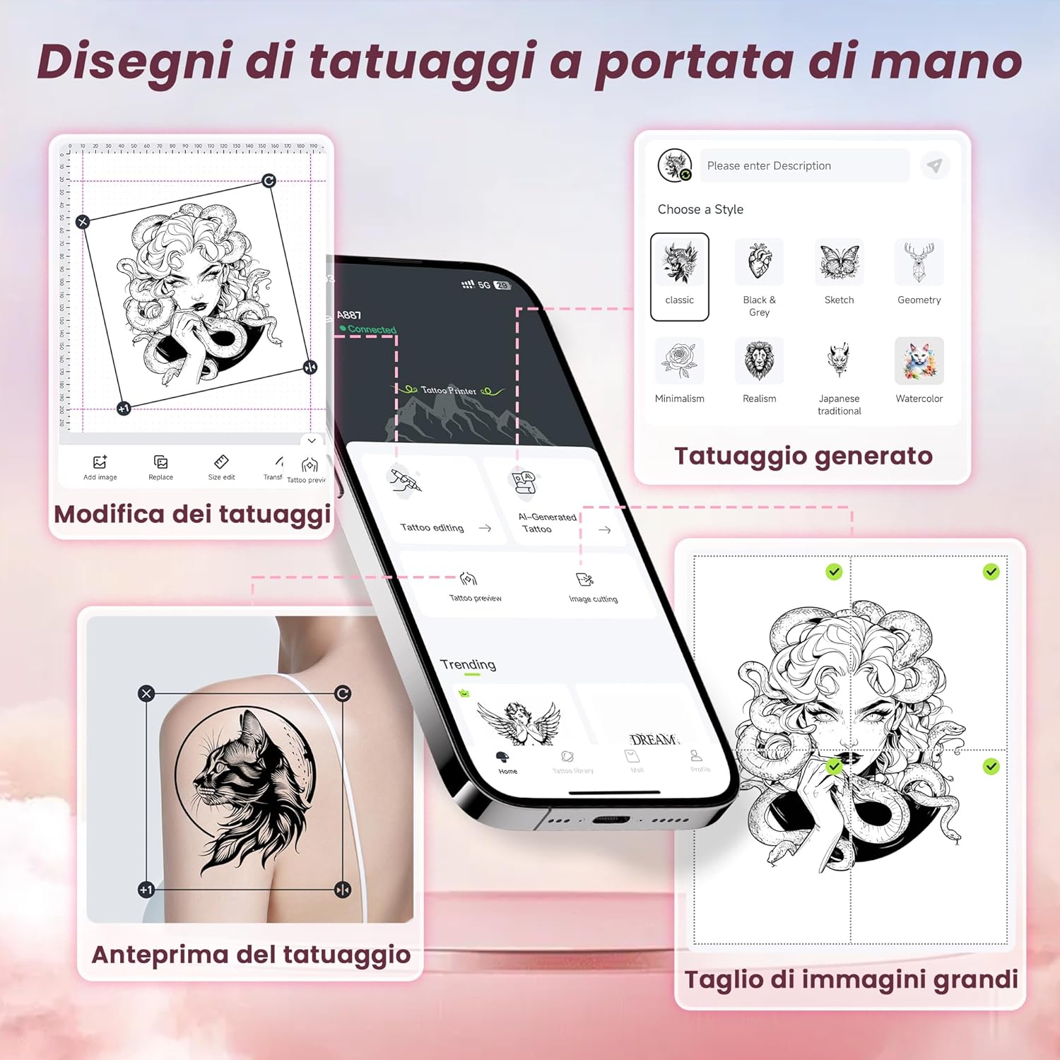 Tattmuse Stampante Termica per Tatuaggi Bluetooth - immagine 4