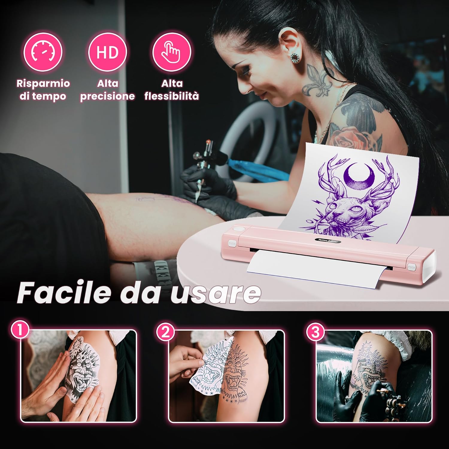 Tattmuse Stampante Termica per Tatuaggi Bluetooth - immagine 5