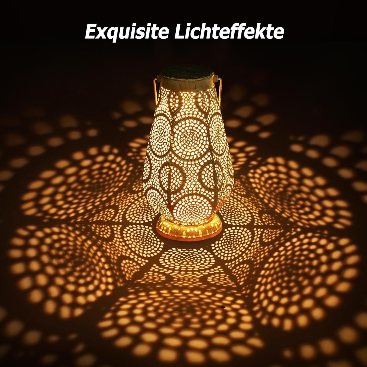 Lanterna solare a LED per esterni, grande, in metallo, per esterni - immagine 5