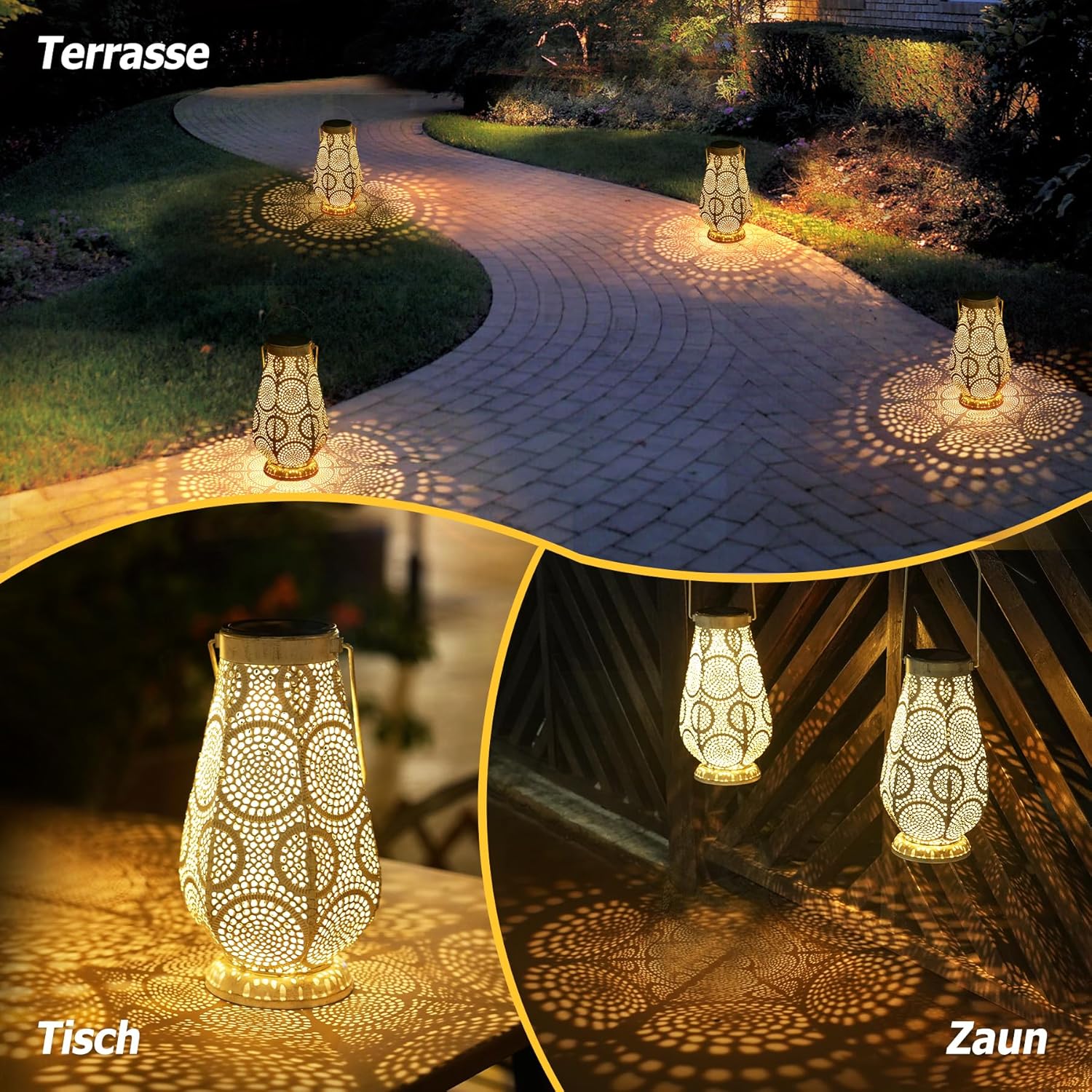 Lanterna solare a LED per esterni, grande, in metallo, per esterni - immagine 6