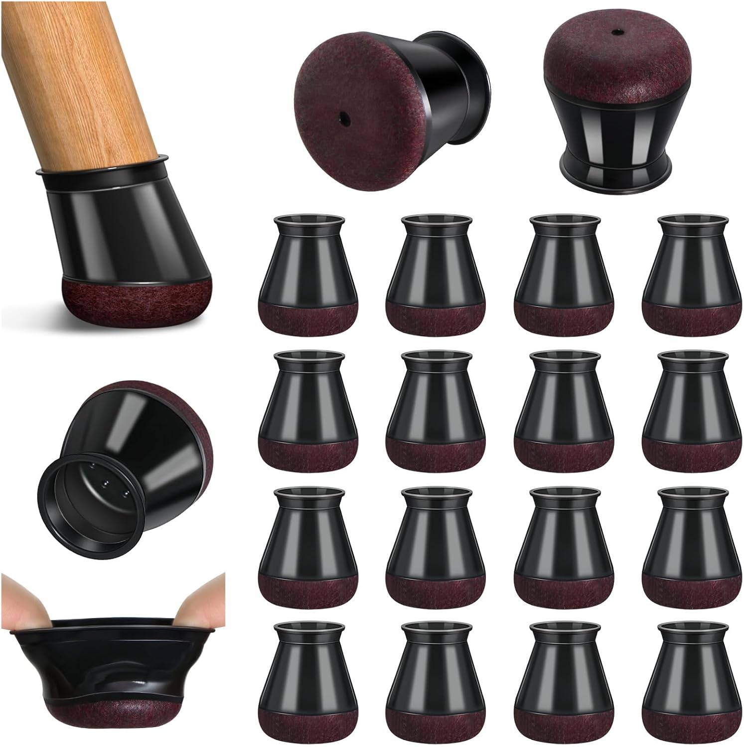 Gommini per Sedie Rotondi con Feltrini Ispessiti - 16 Pezzi - immagine 1