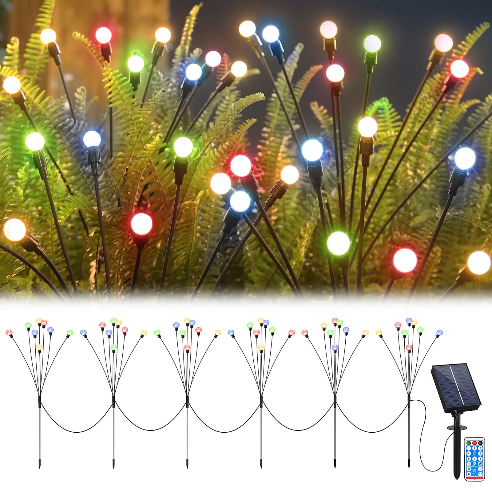 Jimacro Luci Solari da Giardino 6 Pack 48 LED Firefly